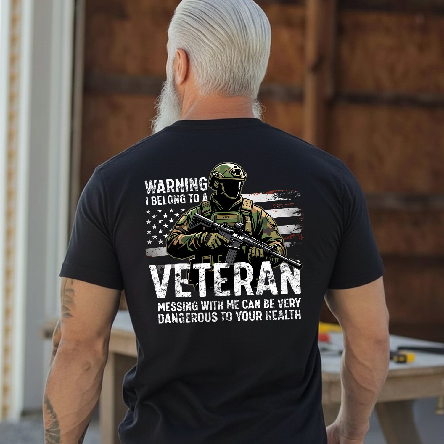 Warning I Belong to a Veteran Messing with Me Is Dangerous and Not Recommended for Safety T-Shirt Secondary image