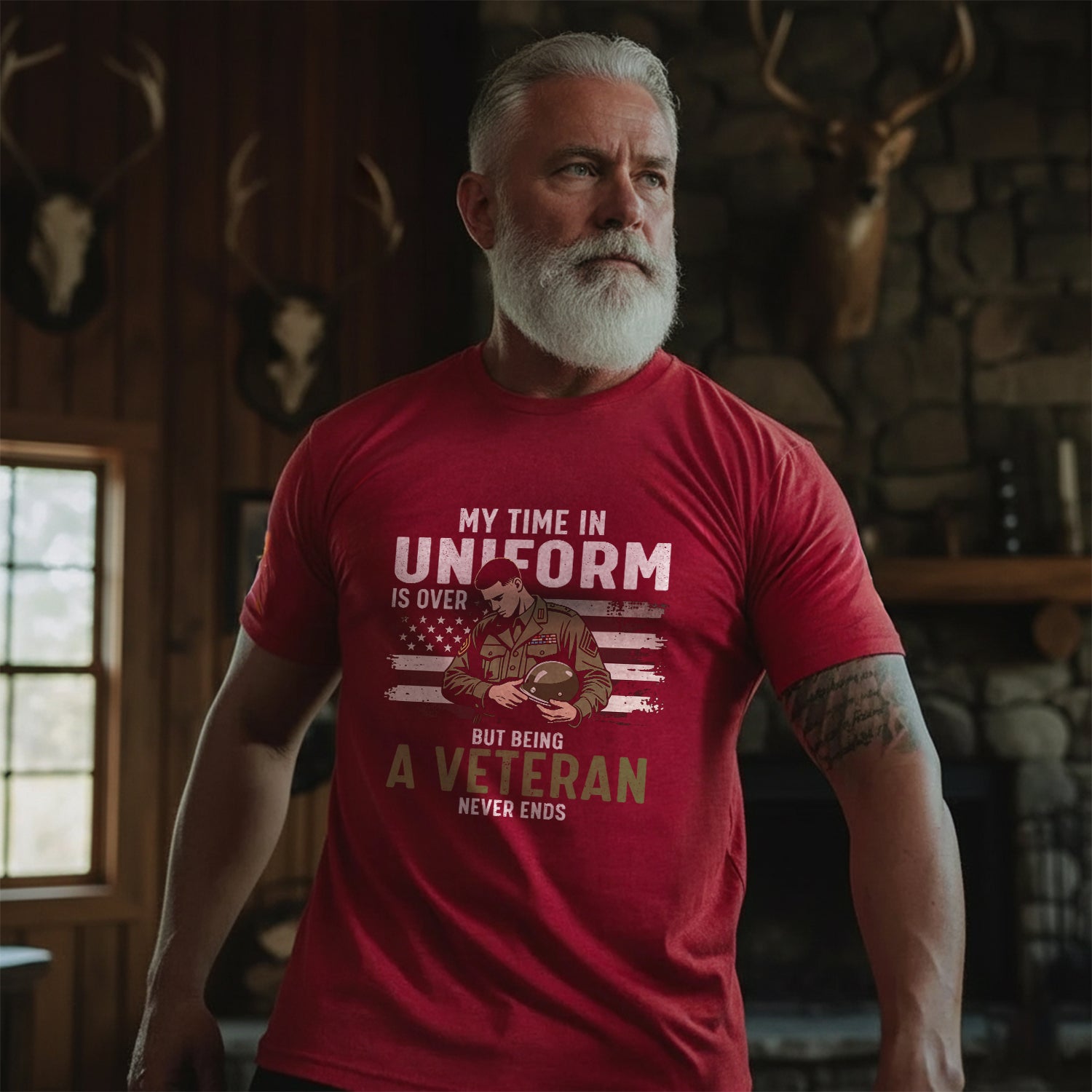 My Time in Uniform Is Over Still a Vet T-Shirt Secondary image