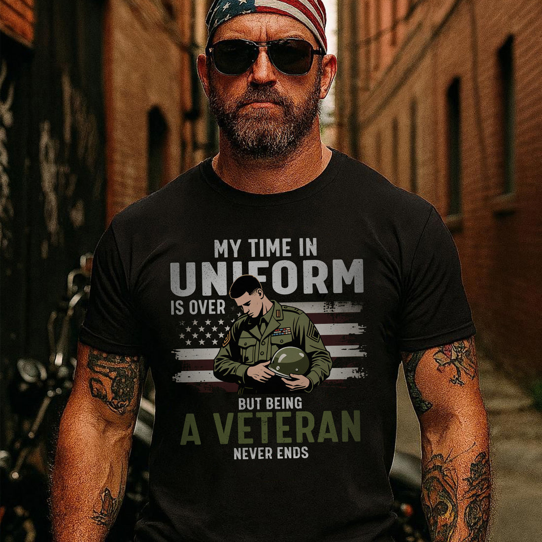 My Time in Uniform Is Over but Being a Veteran Never Ends Honor Service and Lifelong Pride T-Shirt