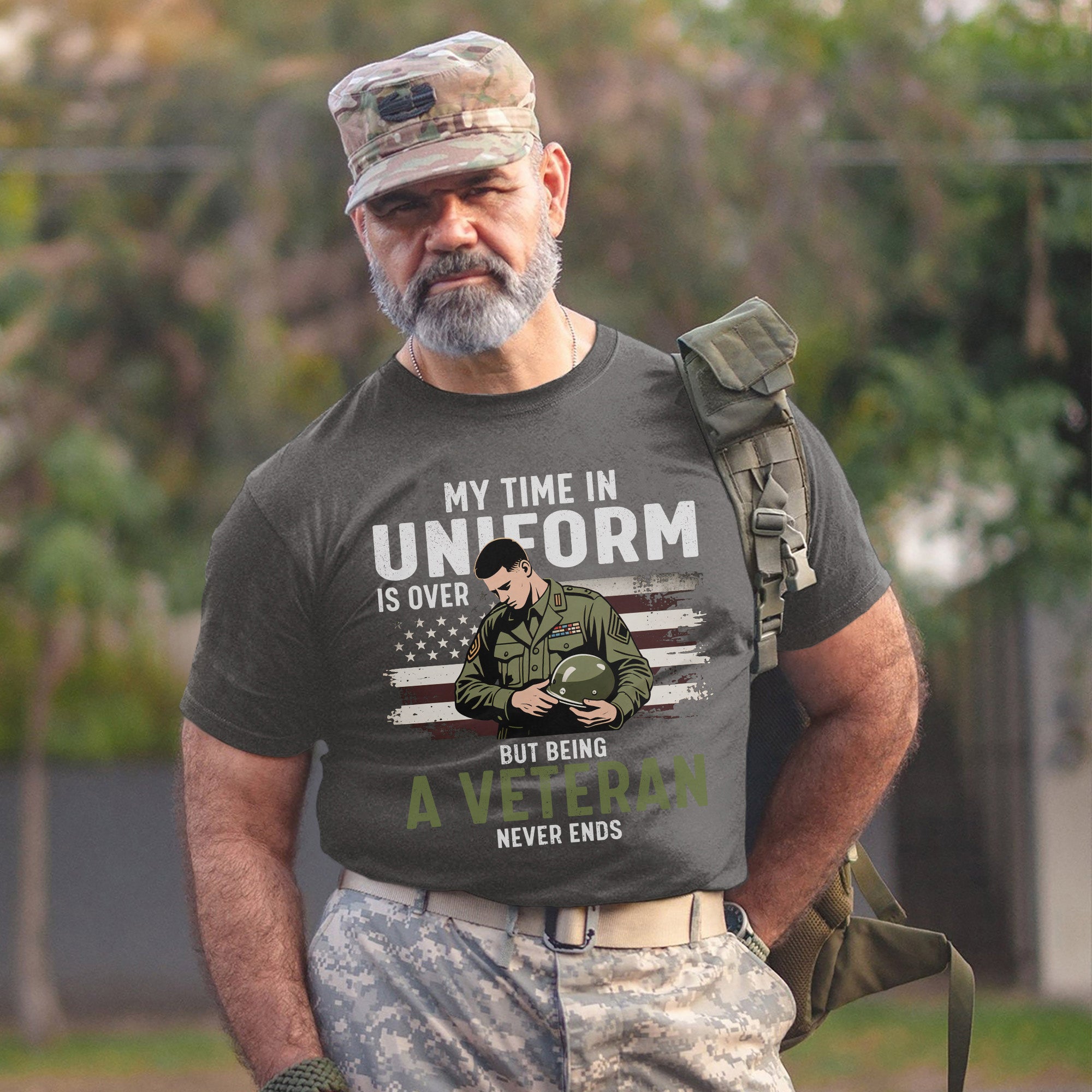 My Time in Uniform Is Over but Being a Veteran Never Ends Honor Service and Lifelong Pride T-Shirt