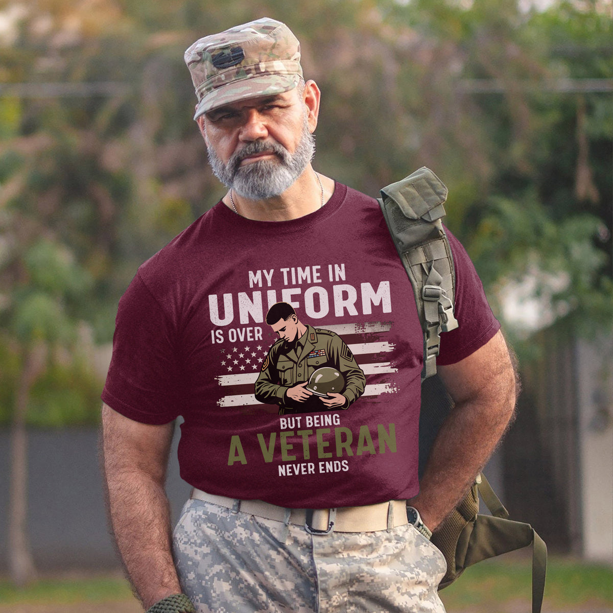 My Time in Uniform Is Over Still a Vet T-Shirt