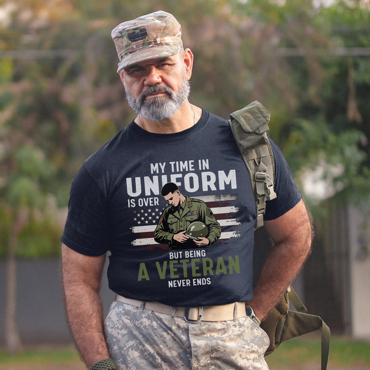 My Time in Uniform Is Over Still a Vet T-Shirt