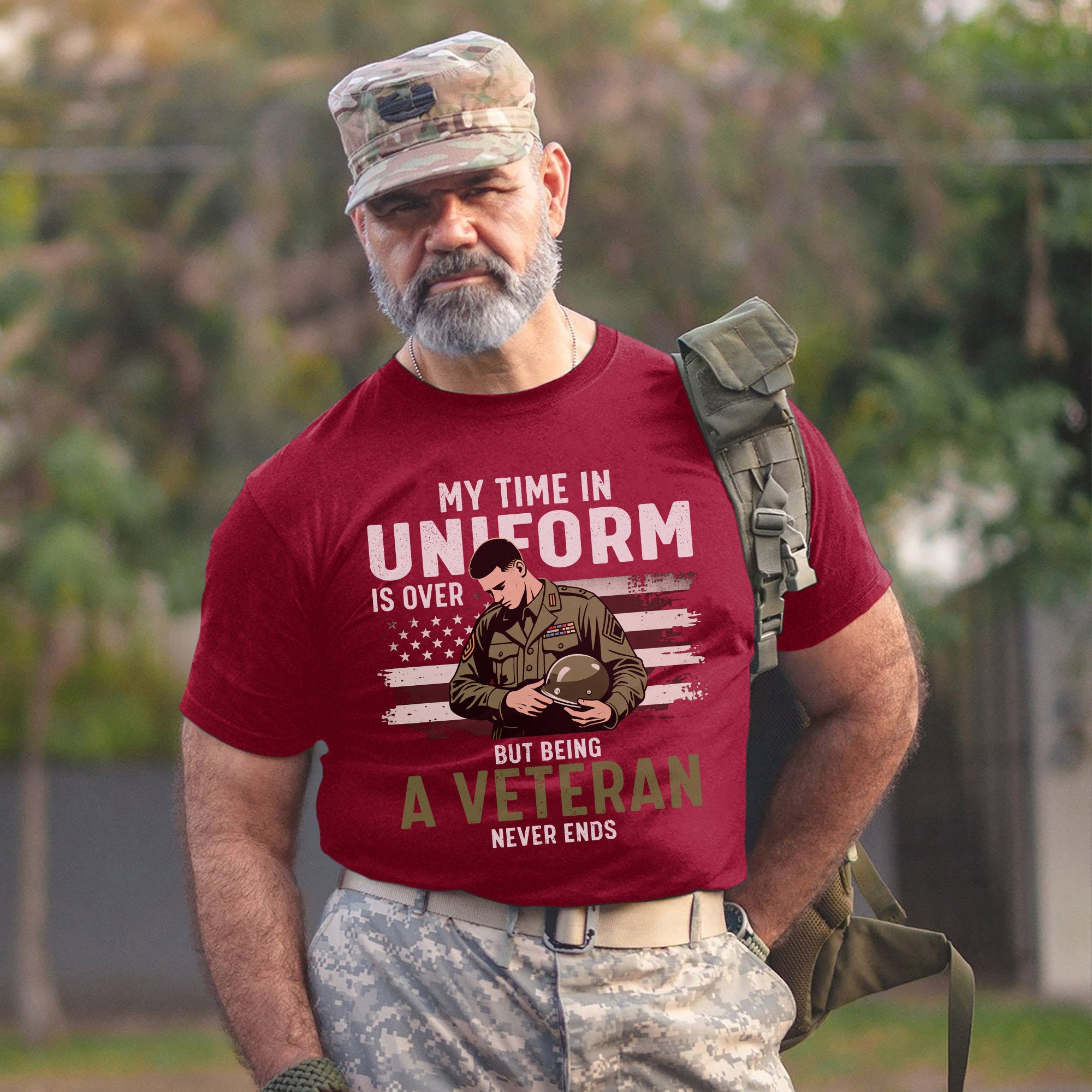 My Time in Uniform Is Over but Being a Veteran Never Ends Honor Service and Lifelong Pride T-Shirt