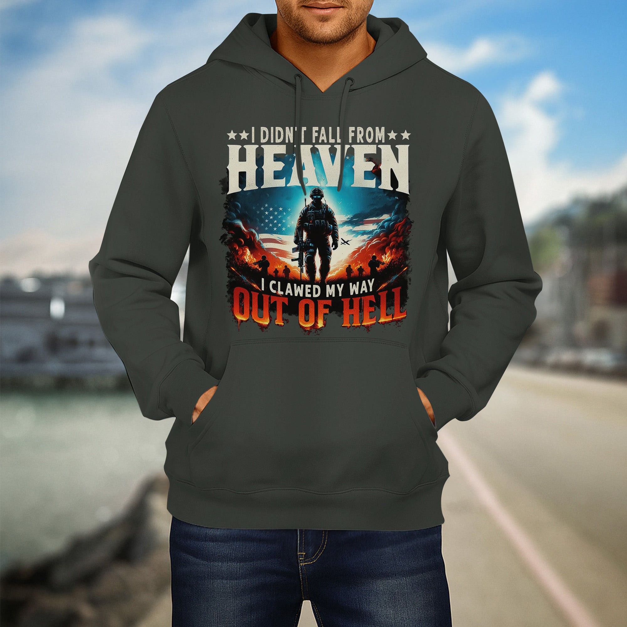 I Didn’t Fall from Heaven I Clawed My Way Out of Hell Fierce and Fearless Veteran Spirit Hoodie