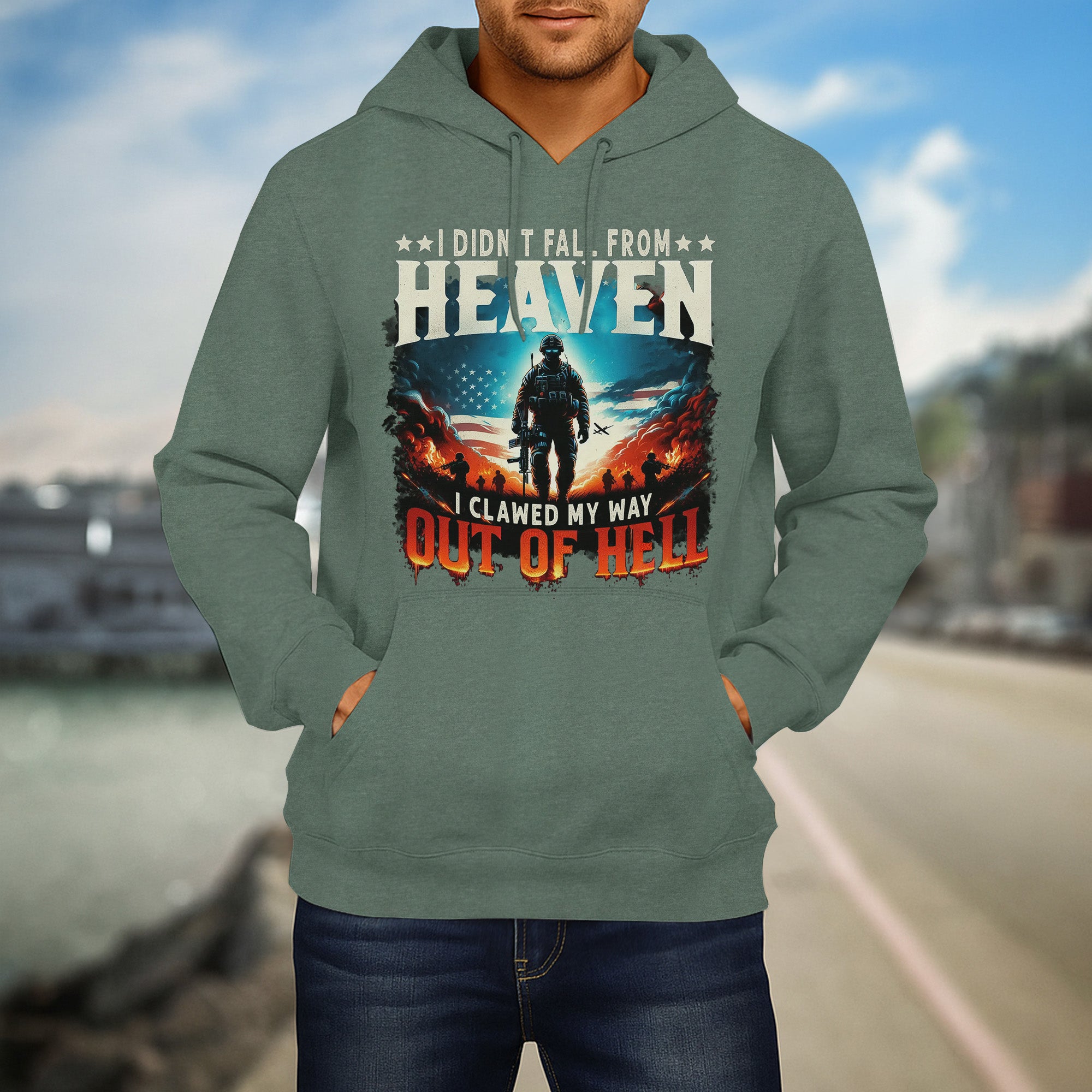 I Didn’t Fall from Heaven I Clawed My Way Out of Hell Fierce and Fearless Veteran Spirit Hoodie