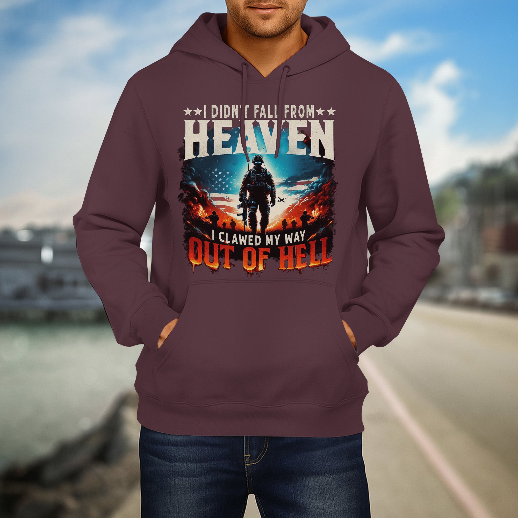 I Didn’t Fall from Heaven I Clawed My Way Out of Hell Fierce and Fearless Veteran Spirit Hoodie