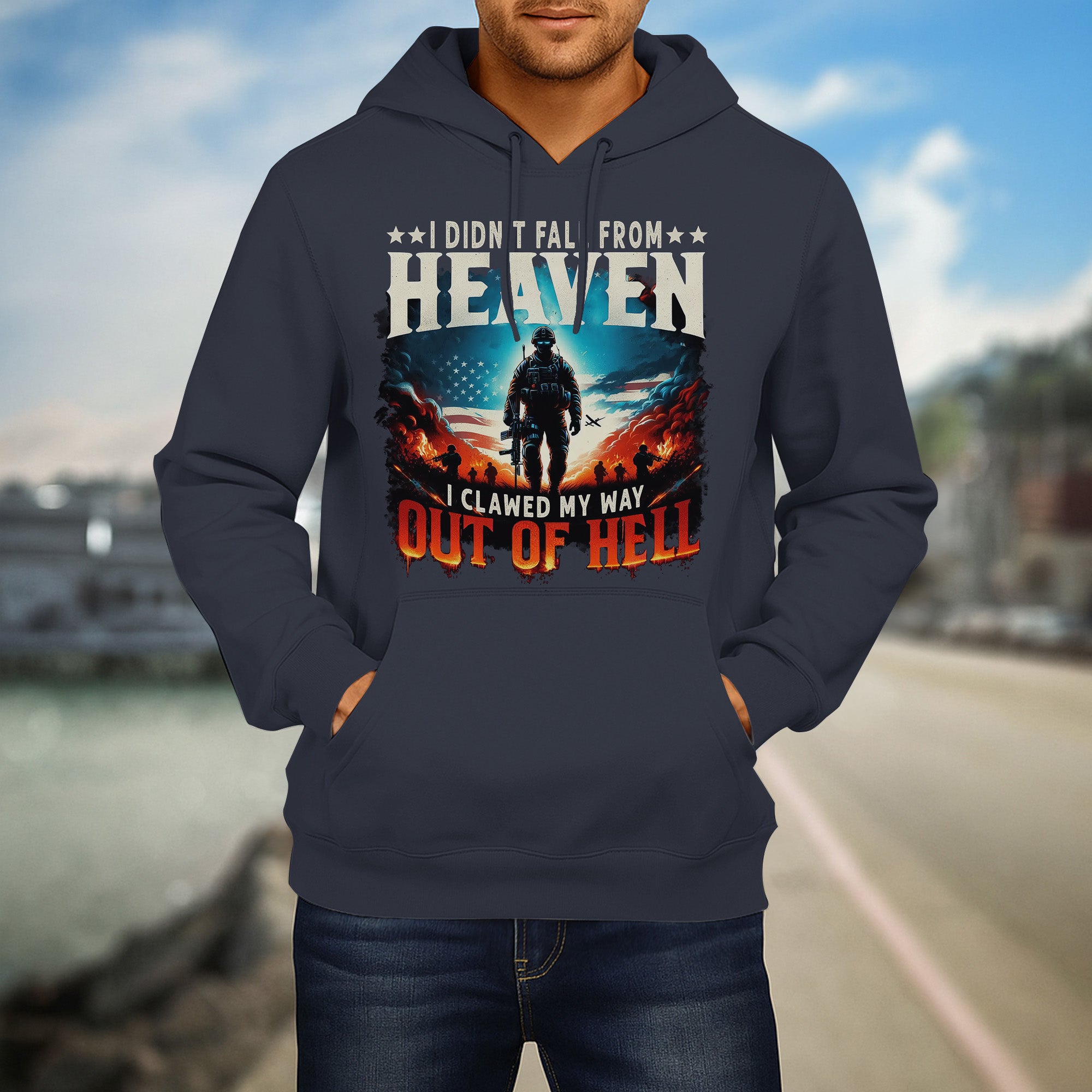 I Didn’t Fall from Heaven I Clawed My Way Out of Hell Fierce and Fearless Veteran Spirit Hoodie