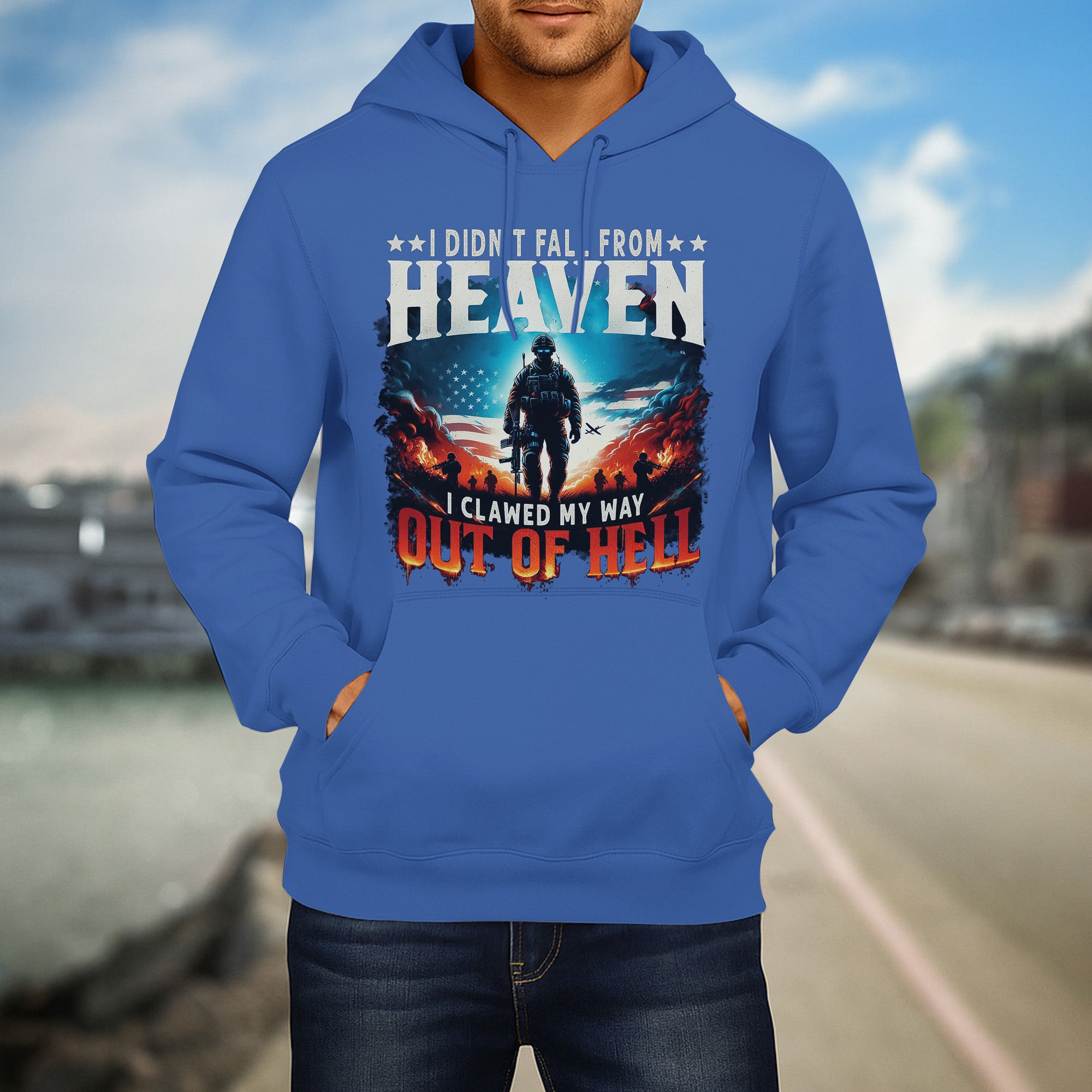 I Didn’t Fall from Heaven I Clawed My Way Out of Hell Fierce and Fearless Veteran Spirit Hoodie