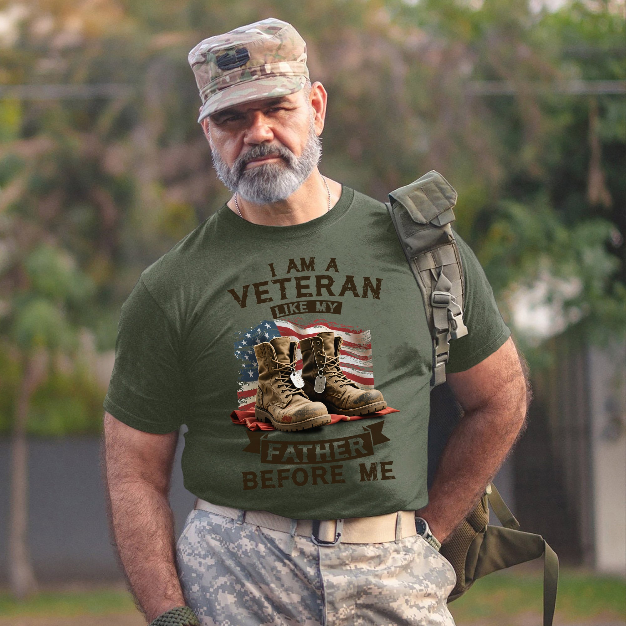 I Am a Veteran Like My Father Before Me Carrying the Legacy of Service Honor and Patriotism T-Shirt