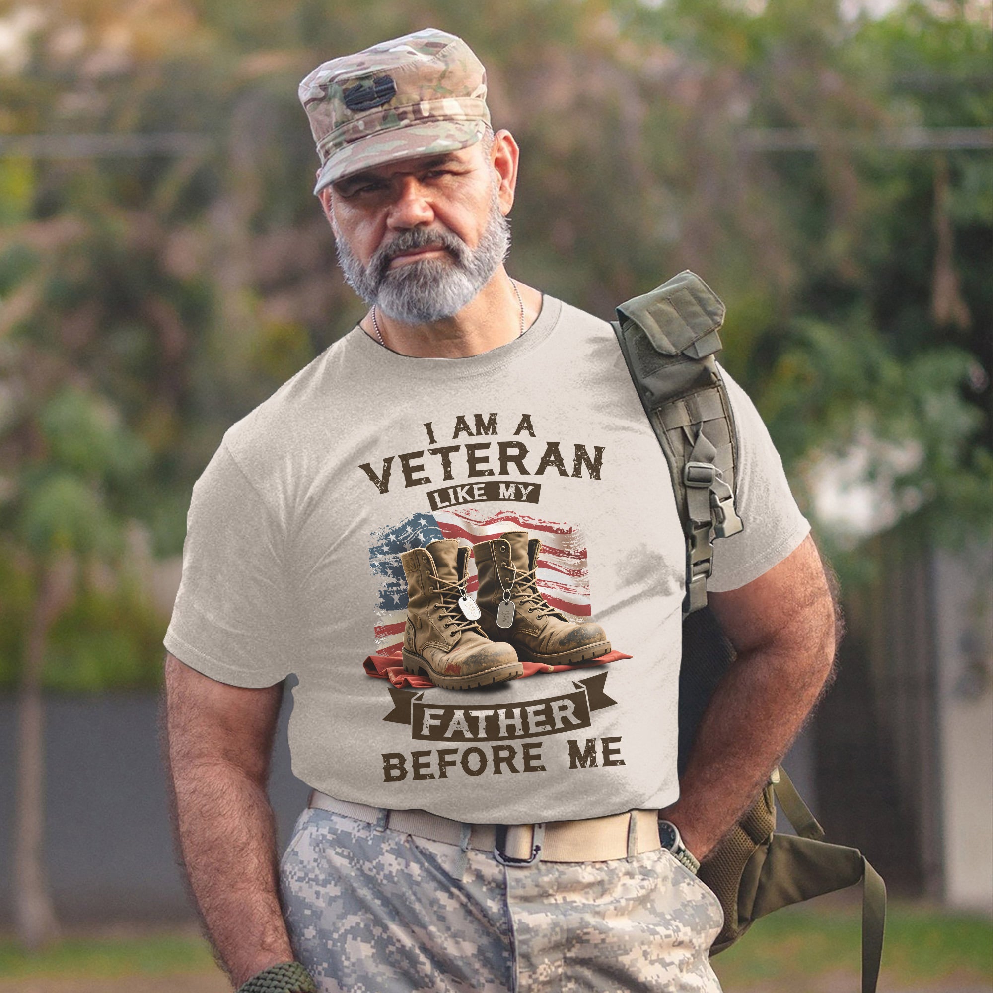 I Am a Veteran Like My Father Before Me Carrying the Legacy of Service Honor and Patriotism T-Shirt