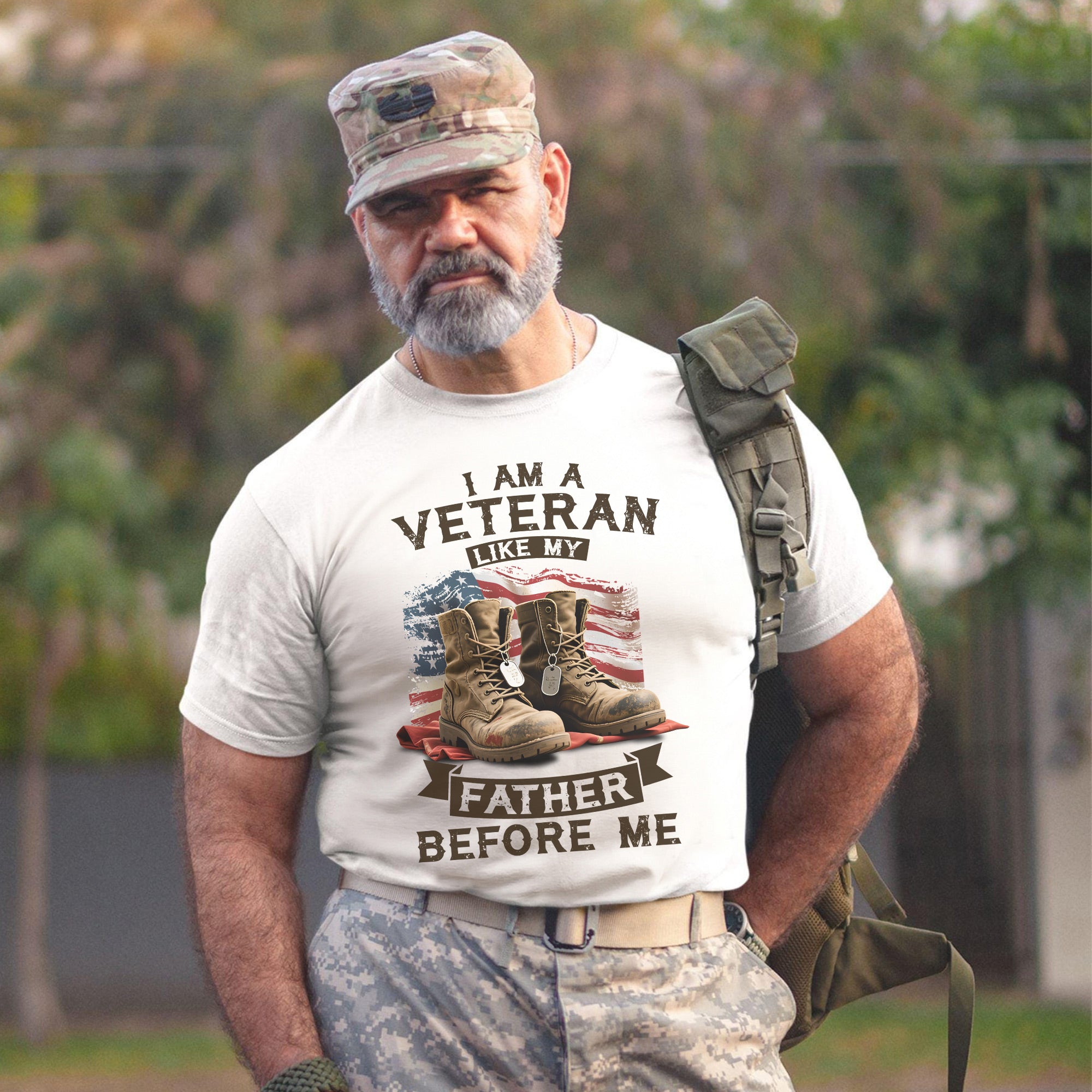 I Am a Veteran Like My Father Before Me Carrying the Legacy of Service Honor and Patriotism T-Shirt