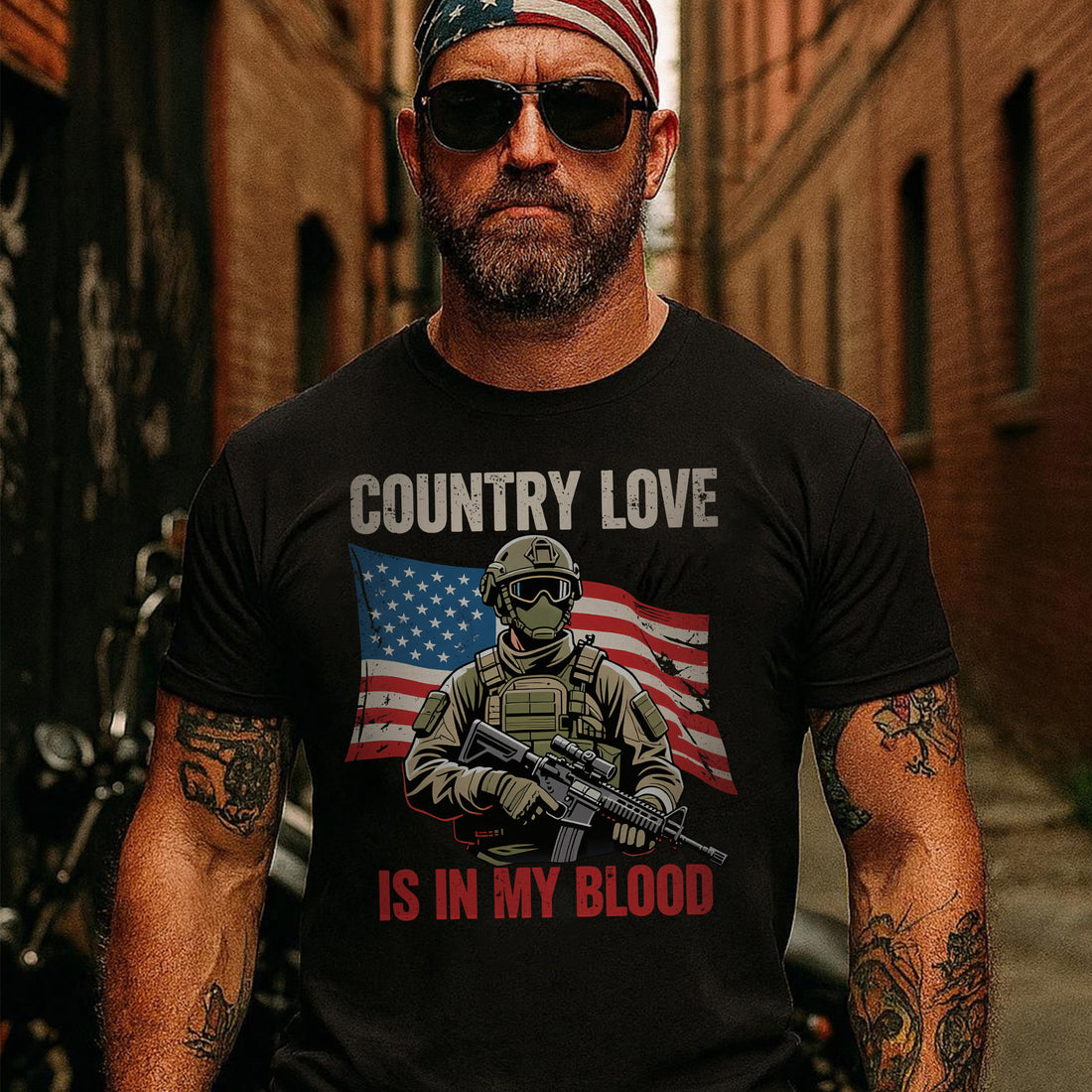 Country Love Is in My Blood Proud Patriotic Spirit Rooted in Faith Freedom and American Pride T-Shirt