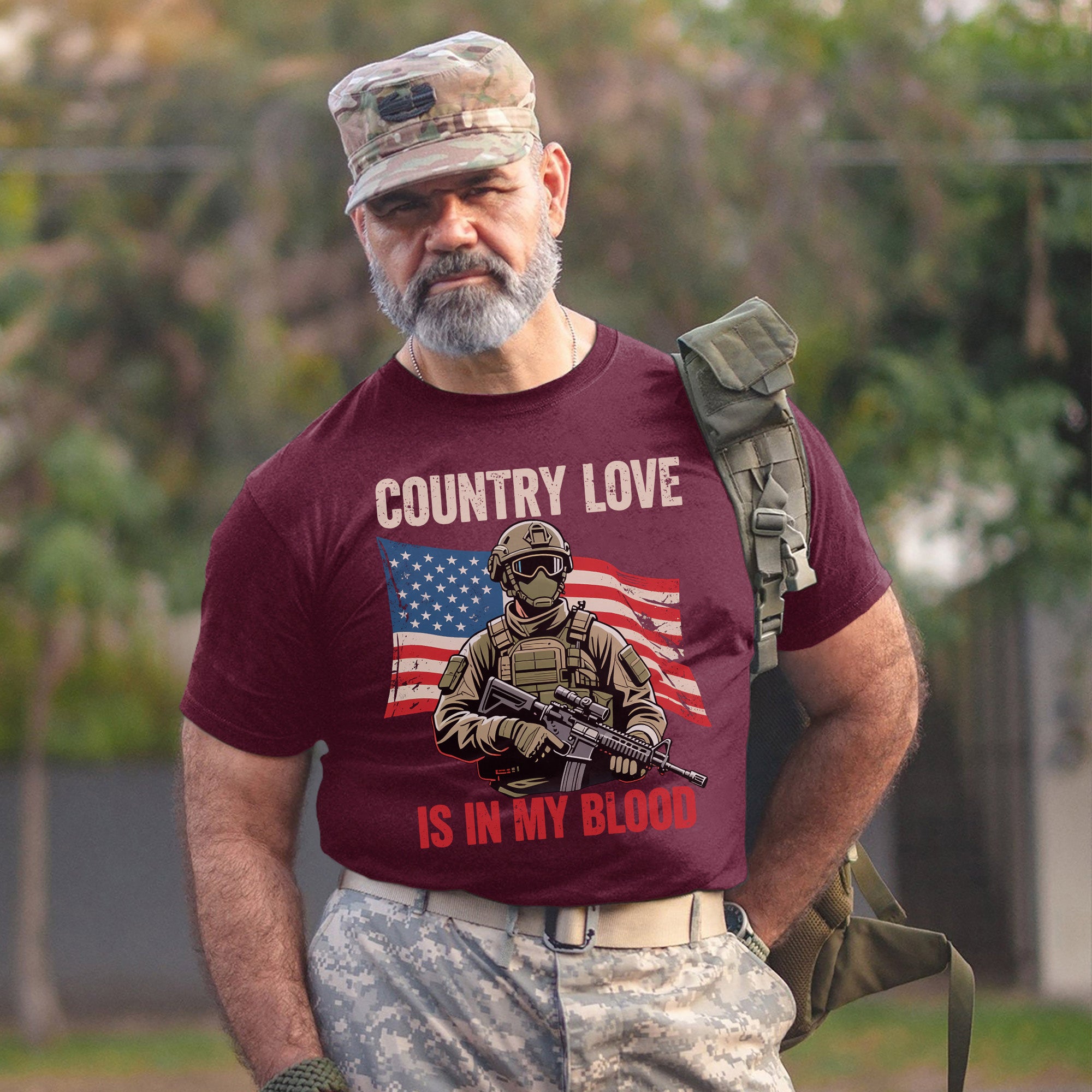 Country Love Is in My Blood Proud Patriotic Spirit Rooted in Faith Freedom and American Pride T-Shirt
