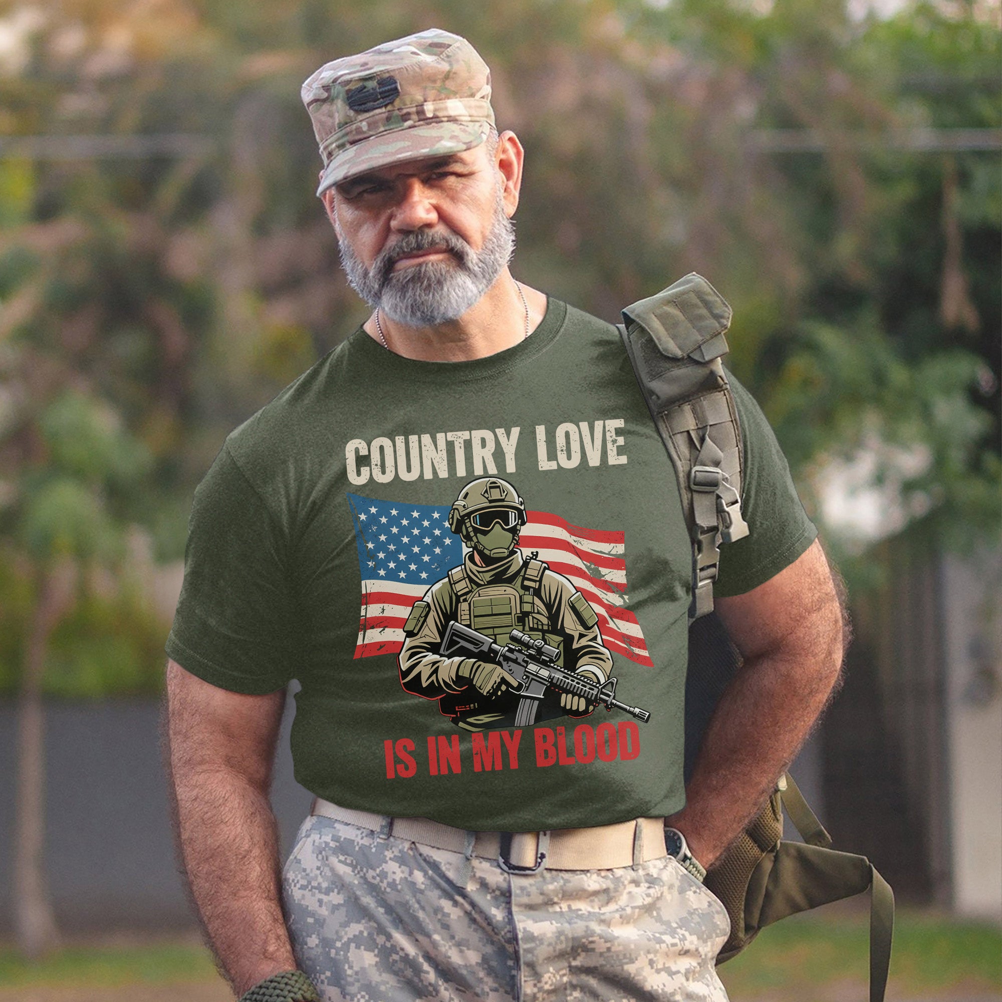 Country Love Is in My Blood Proud Patriotic Spirit Rooted in Faith Freedom and American Pride T-Shirt