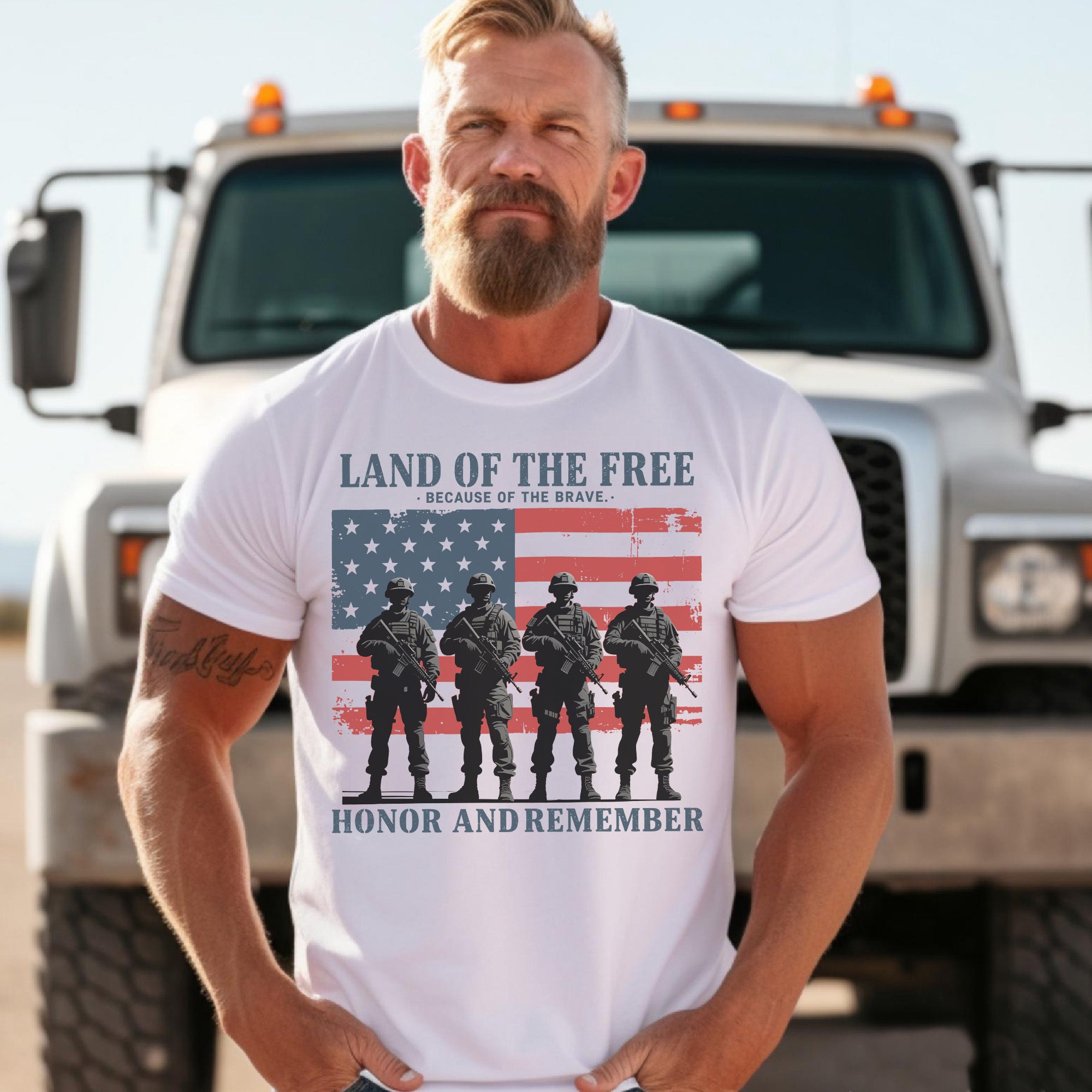 Land of the Free Because of the Brave Honor and Remember the Heroes Who Gave All for Freedom T-Shirt