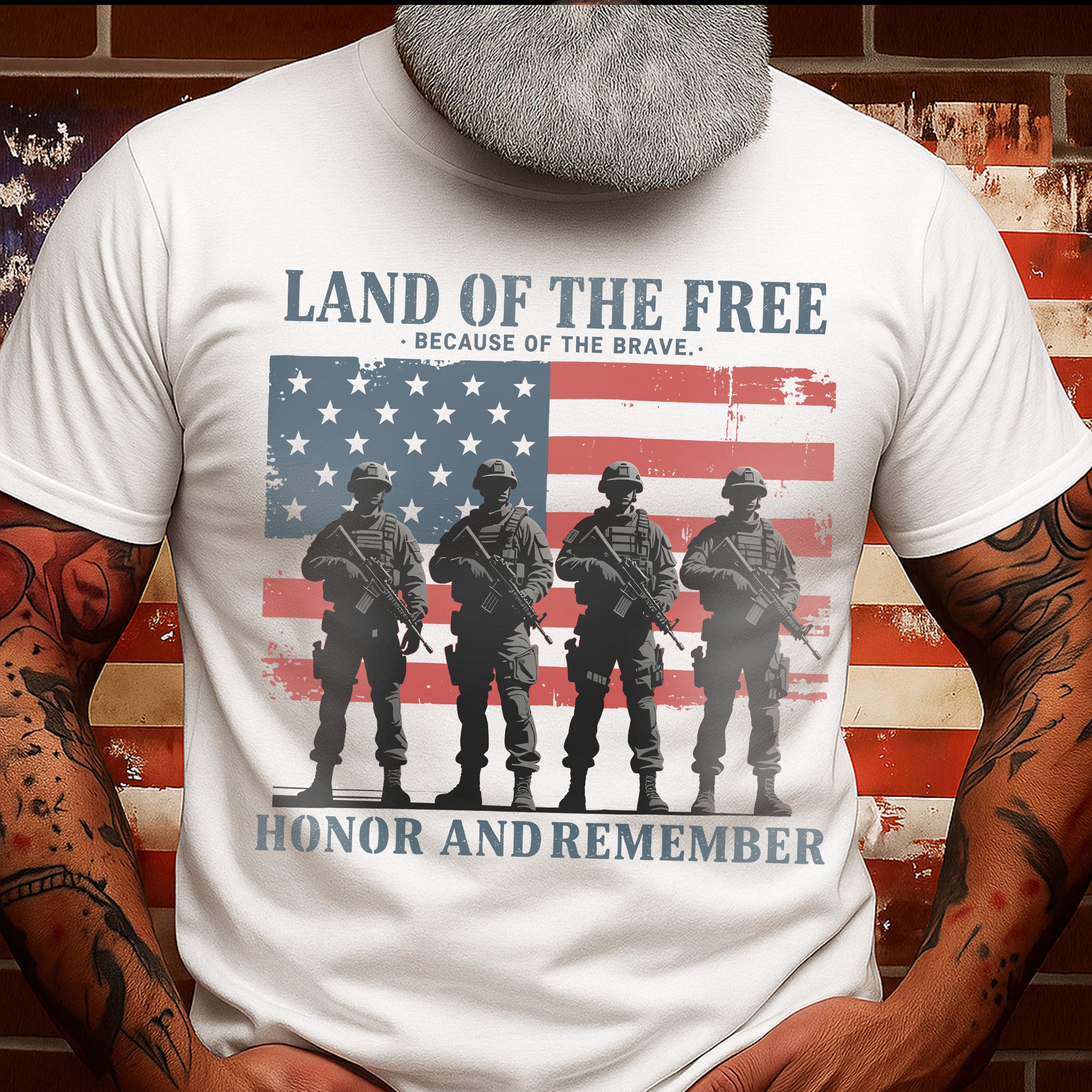 Land of the Free Because of the Brave Honor and Remember the Heroes Who Gave All for Freedom T-Shirt