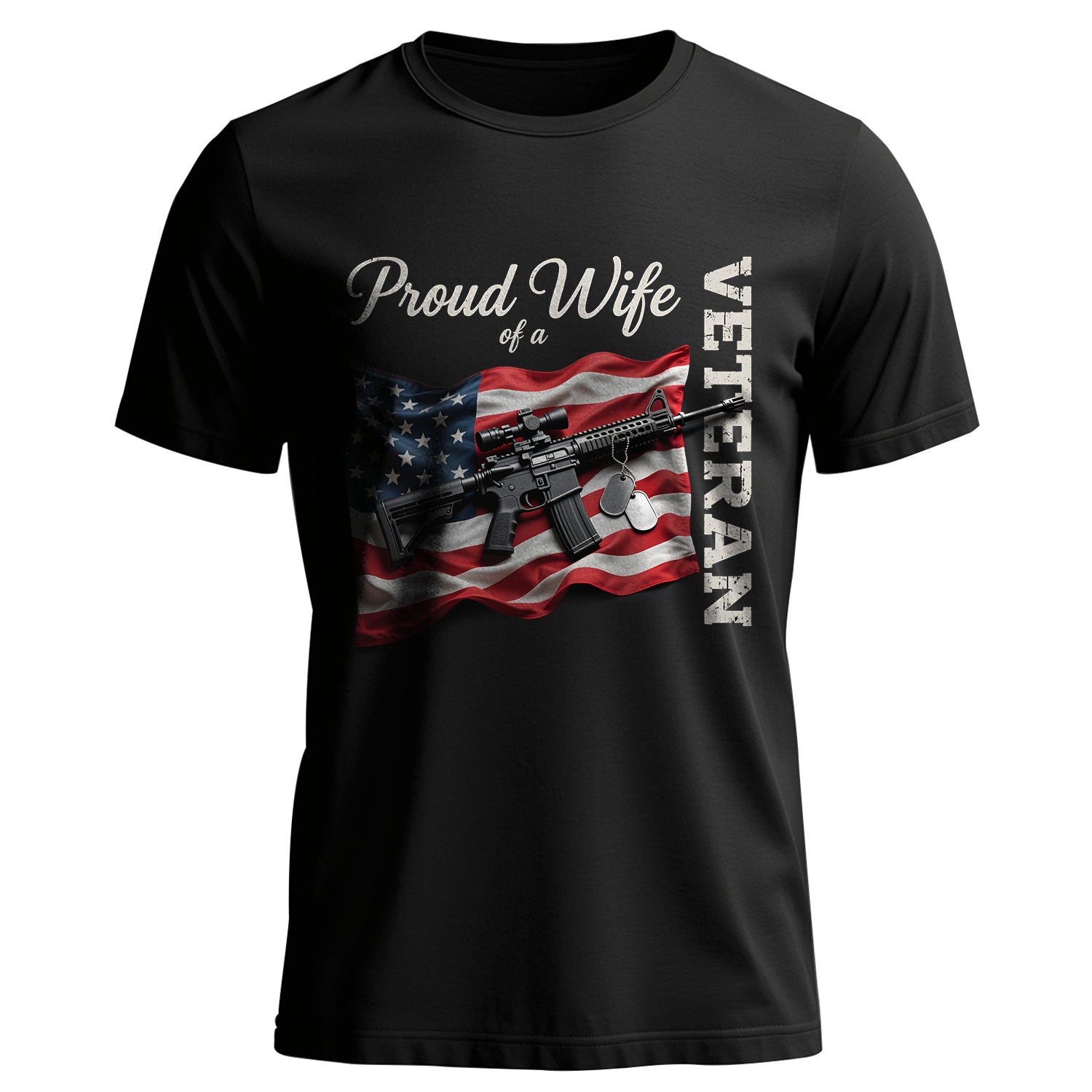 Proud Wife of a Veteran Strong Heart Loyal T-Shirt