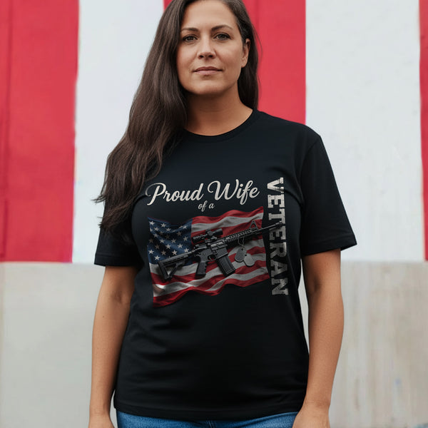 Proud Wife of a Veteran Strong Heart Loyal T-Shirt