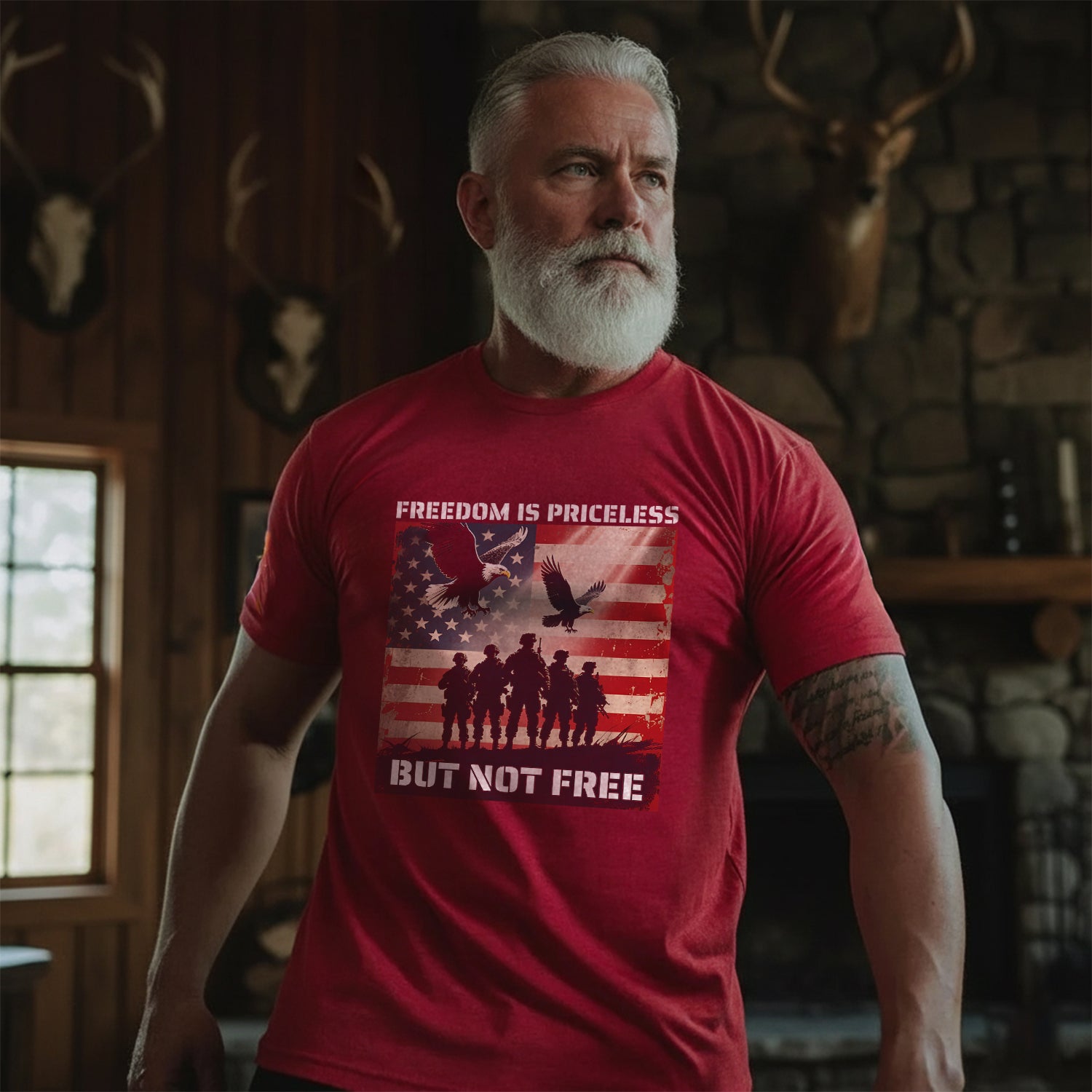 Freedom Is Priceless But Not Free Honoring the Brave Who Paid the Cost for Liberty and Peace T-Shirt Secondary image