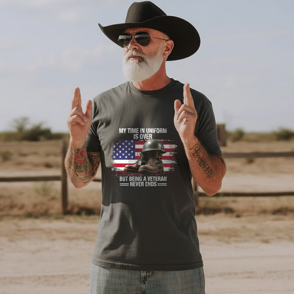 My Time in Uniform Is Over but Being a Veteran Never Ends T-Shirt