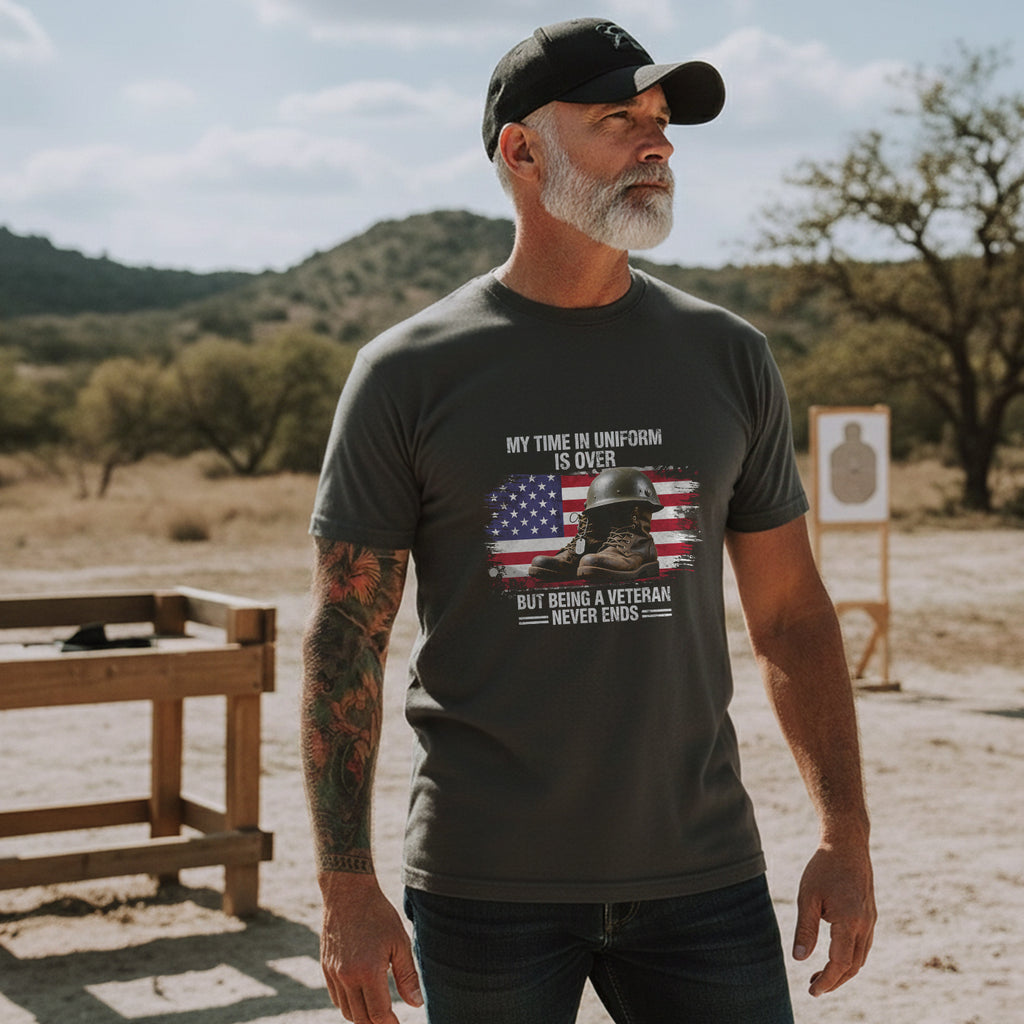My Time in Uniform Is Over but Being a Veteran Never Ends T-Shirt