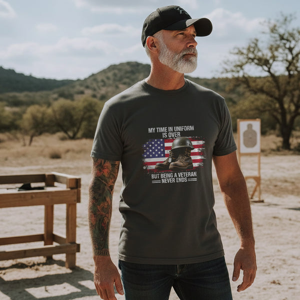 My Time in Uniform Is Over but Being a Veteran Never Ends T-Shirt
