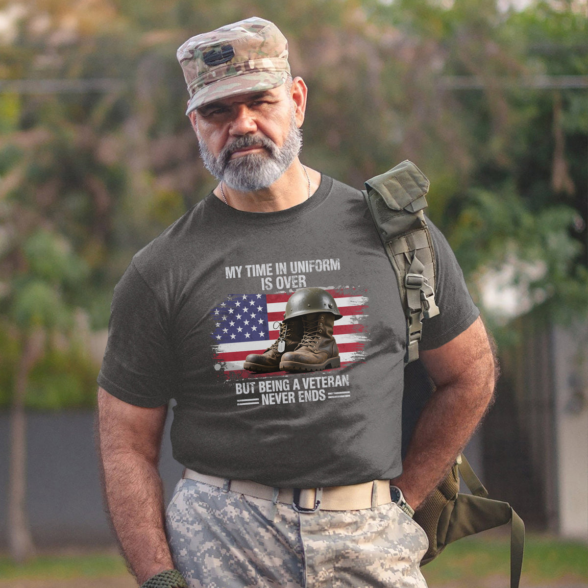 My Time in Uniform Is Over but Being a Veteran Never Ends T-Shirt