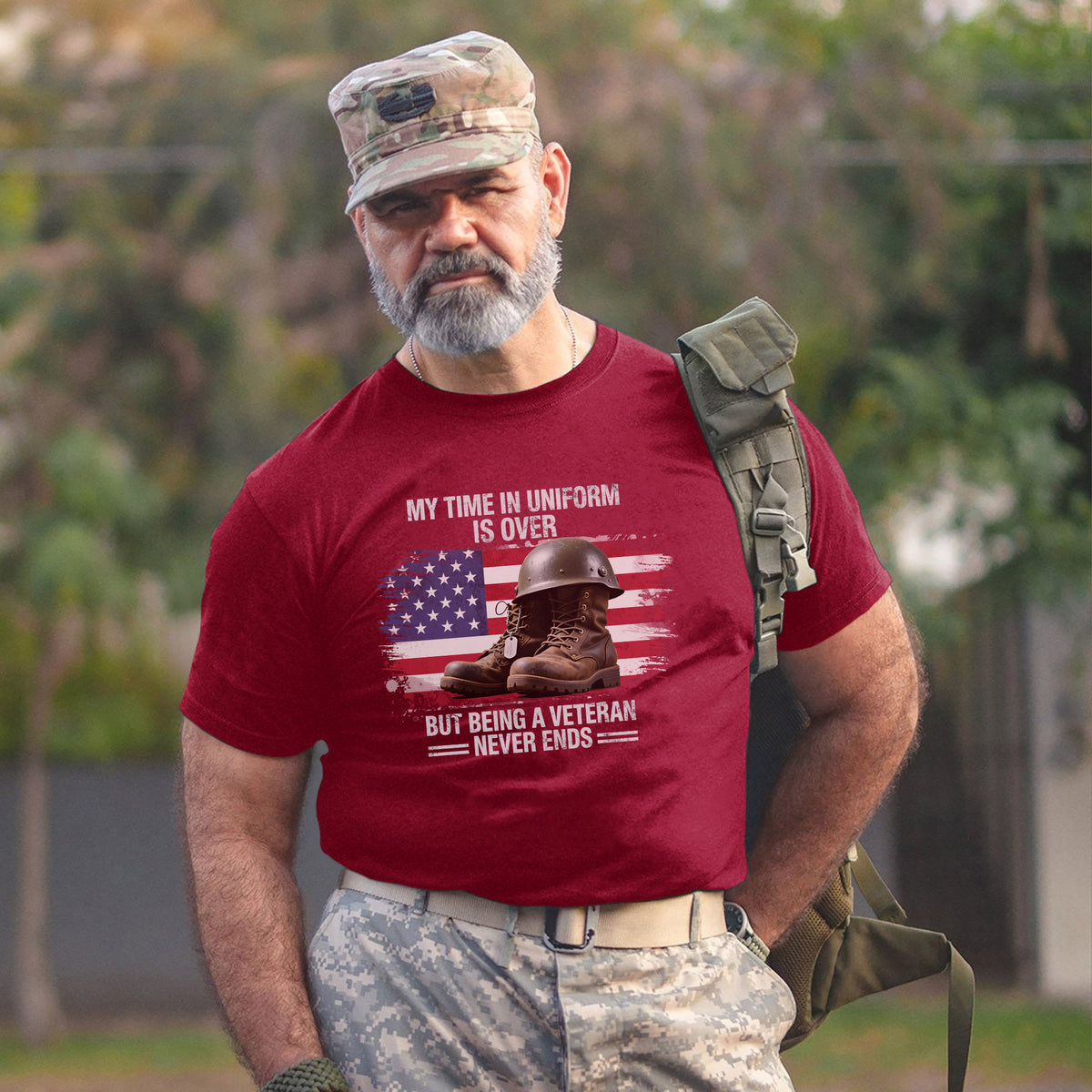My Time in Uniform Is Over but Being a Veteran Never Ends T-Shirt