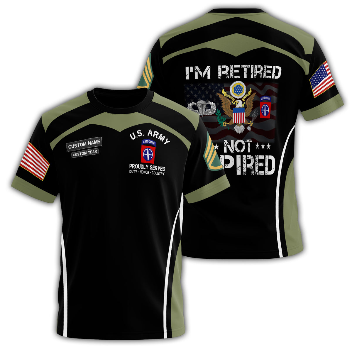 Retired Not Expired Airborne Pride All-over Print Personalized T-Shirt Main image