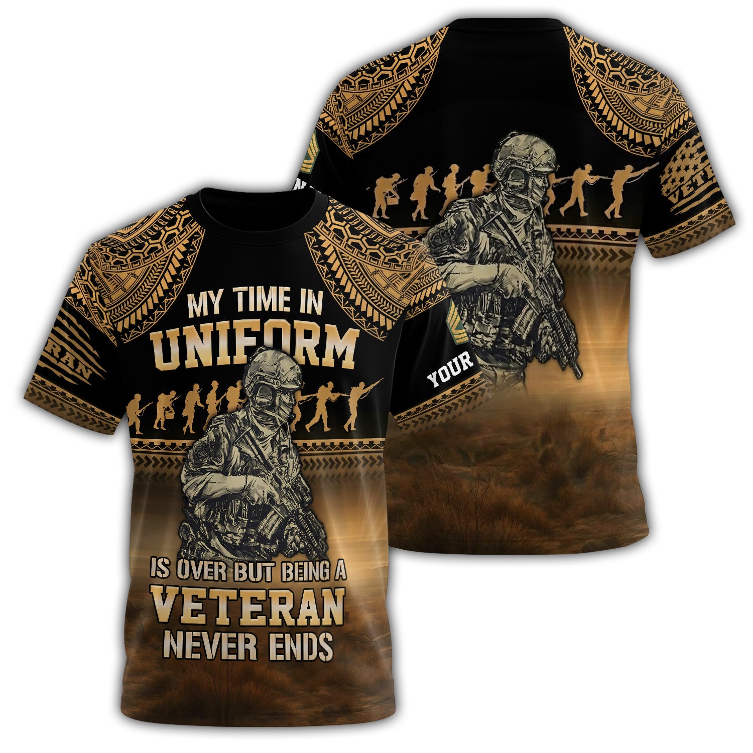 Once a Veteran Always a Veteran All-over Print Personalized T-Shirt