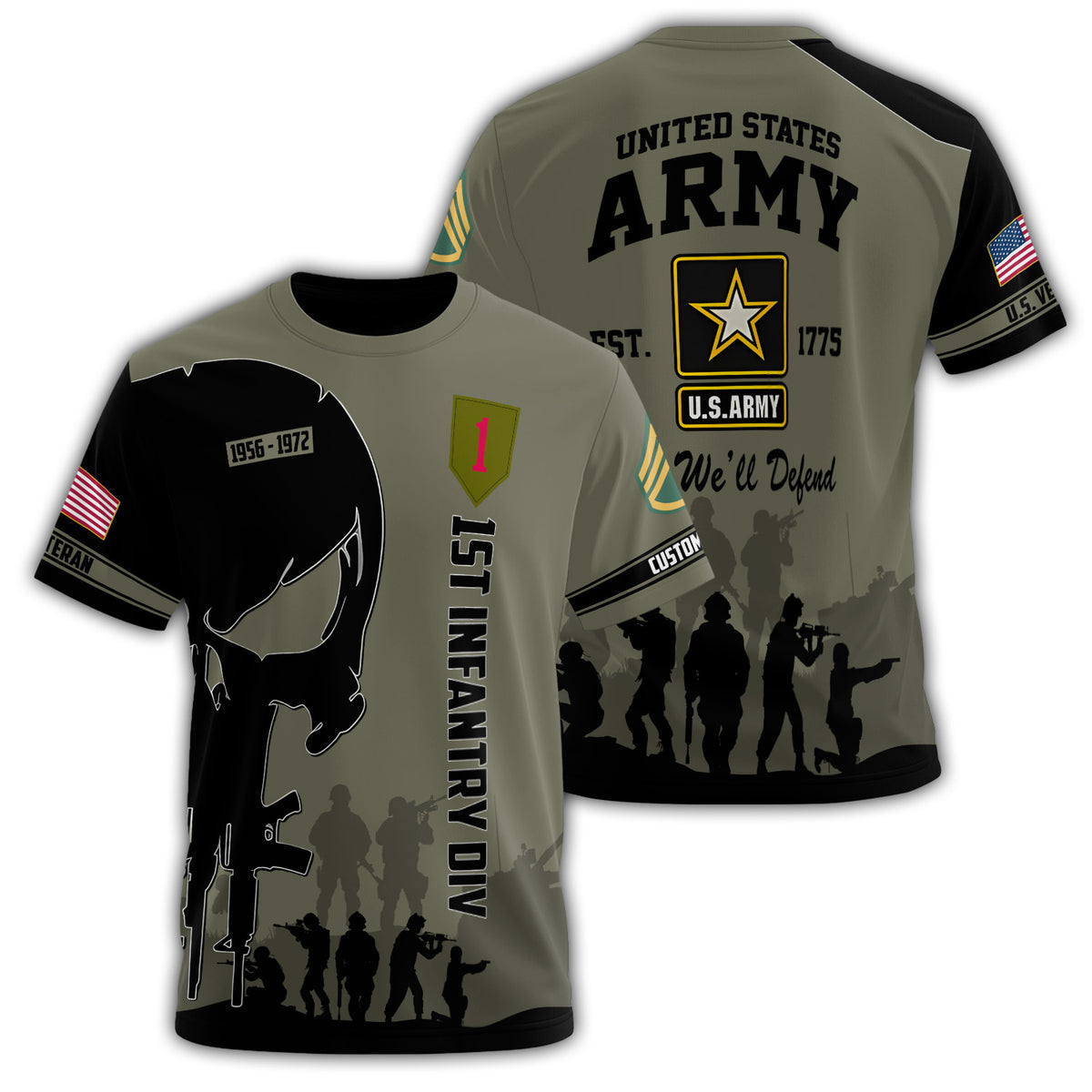 First Infantry Division Veteran Legacy All-over Print Personalized T-Shirt Main image