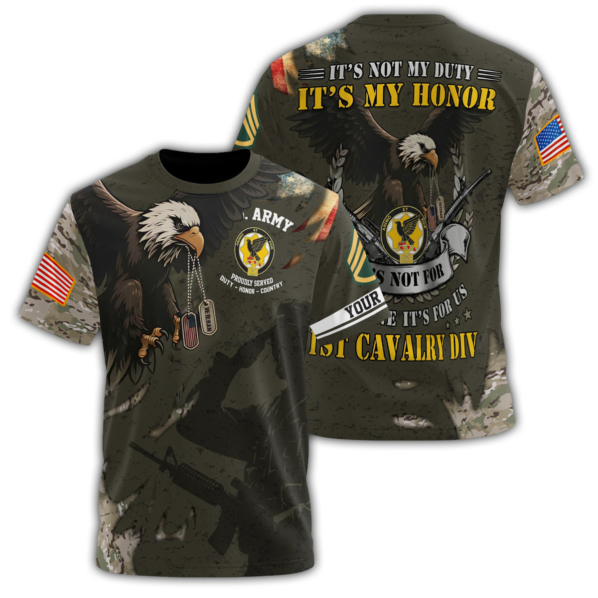 Honor Lives in the First Cavalry All-over Print Personalized T-Shirt Main image