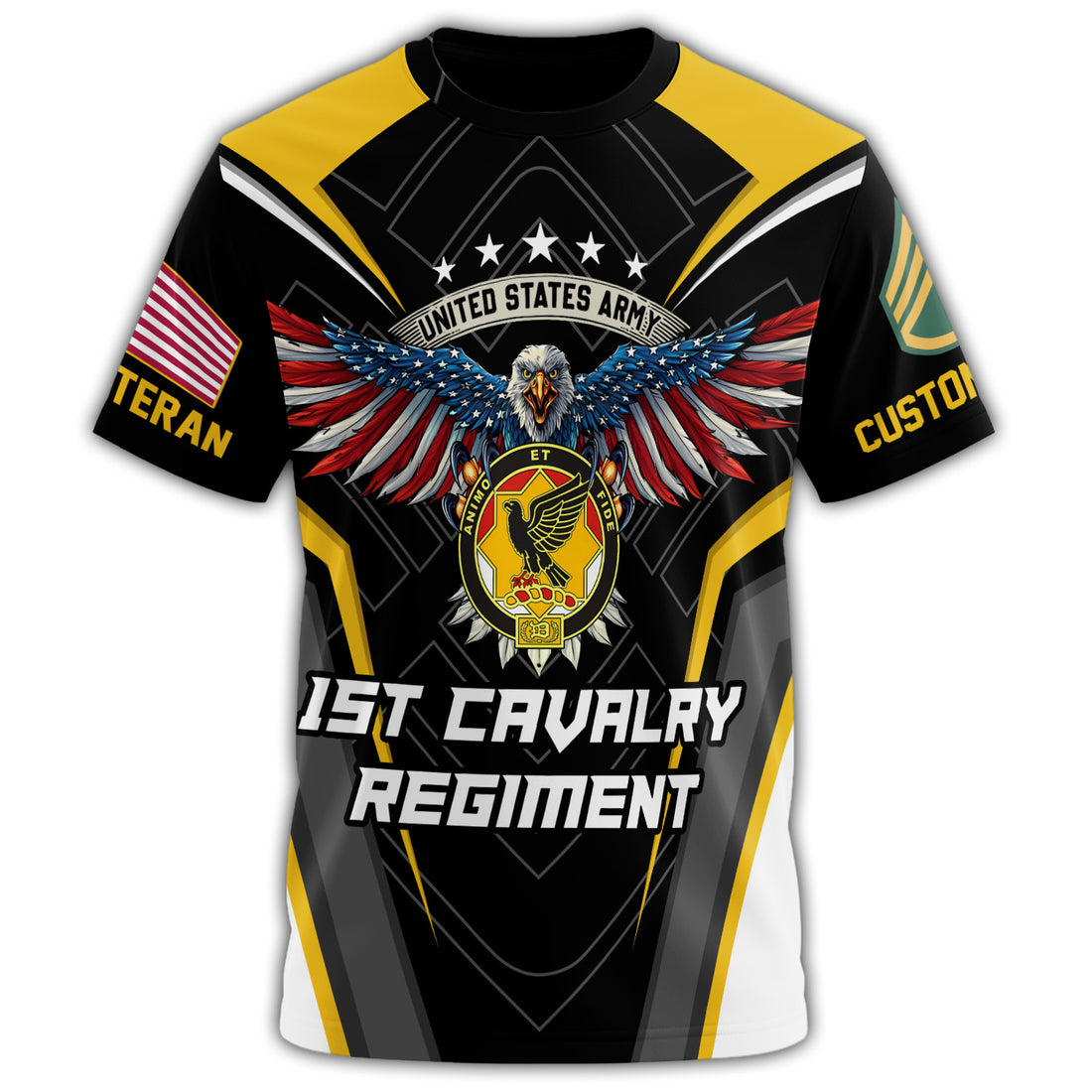 First Cavalry Pride with Patriotic Wings All-over Print Personalized T-Shirt