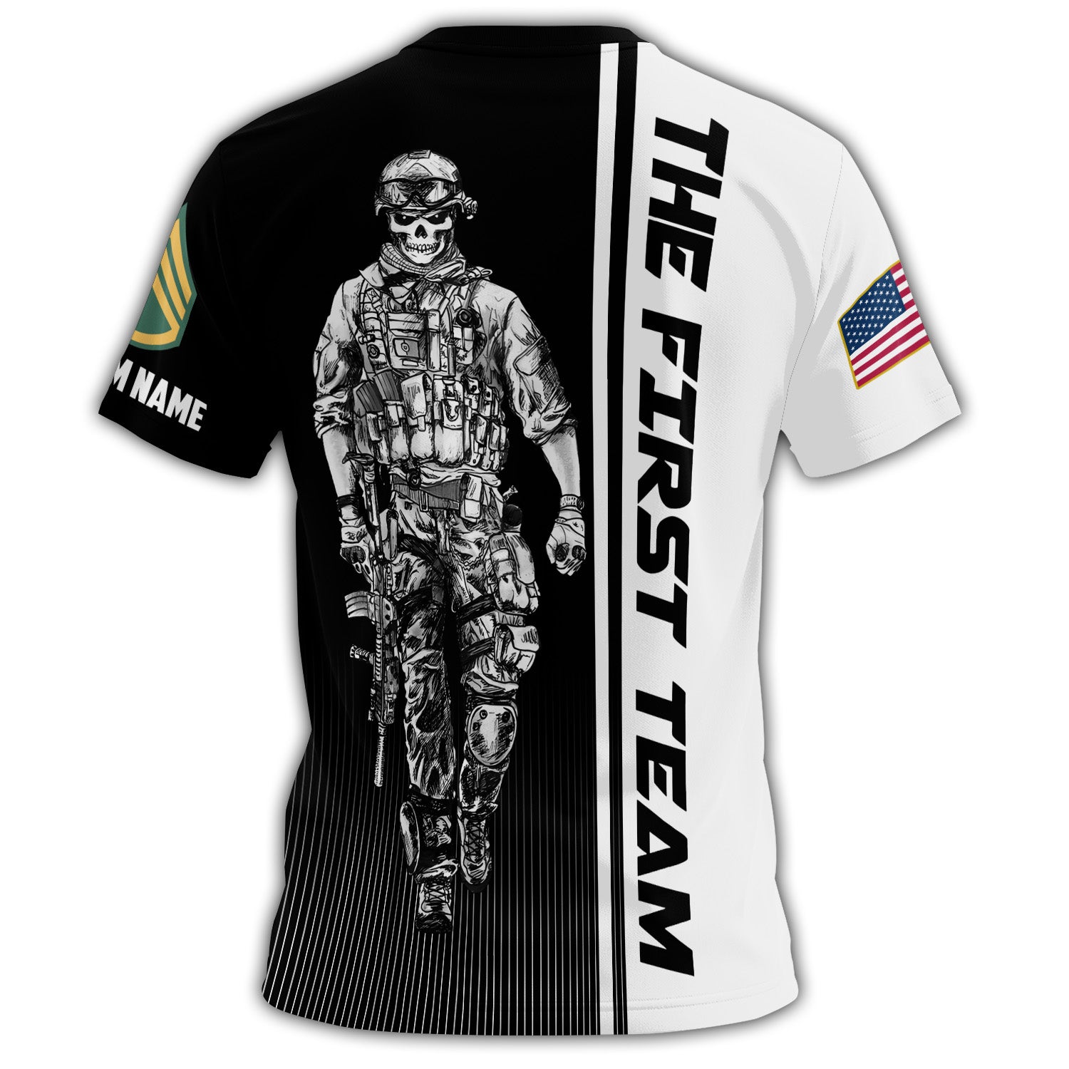 First Cavalry Warrior Spirit in Black and White All-over Print Personalized T-Shirt
