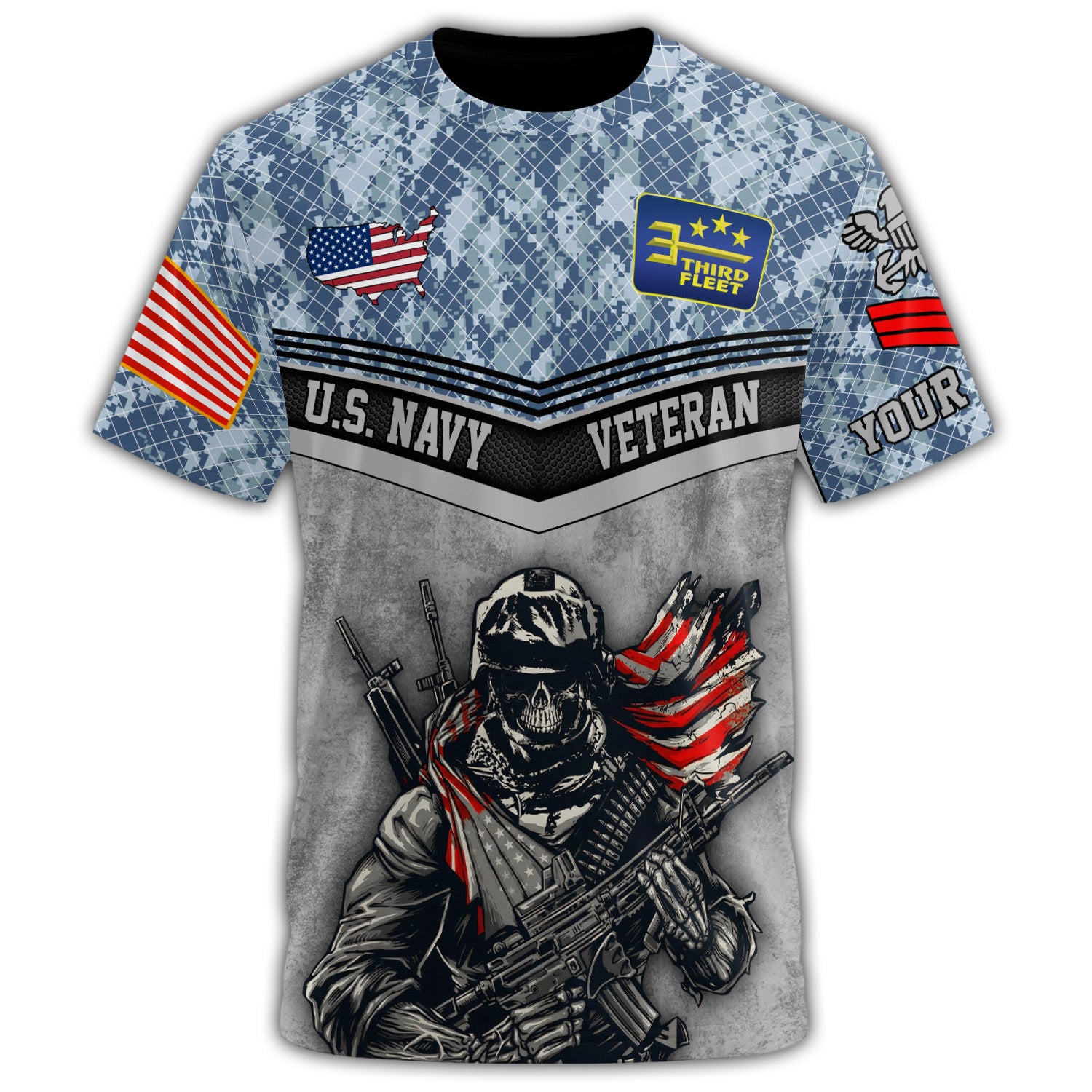 Third Fleet Veteran Power and Pride All-over Print Personalized T-Shirt Secondary image