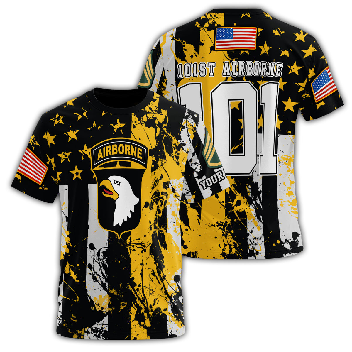 101st Airborne Gold and Black Legacy All-over Print Personalized T-Shirt Main image