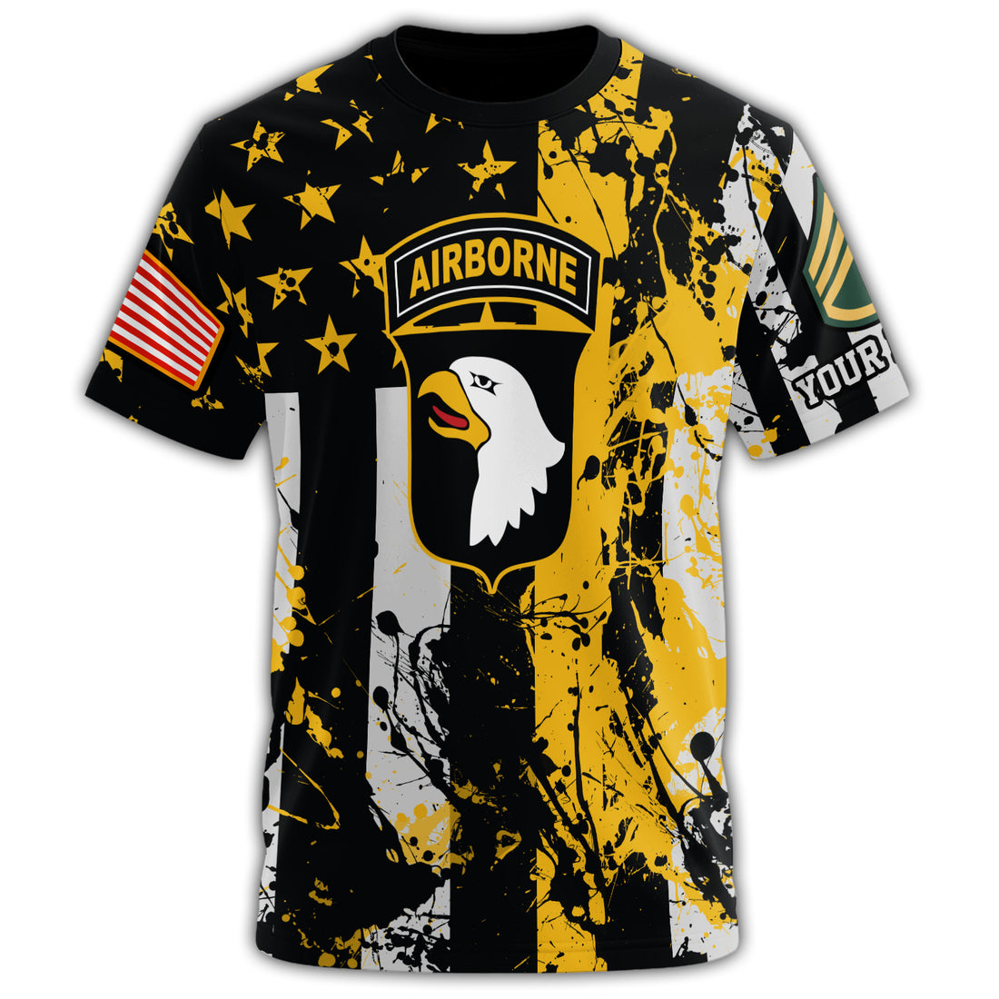 101st Airborne Gold and Black Legacy All-over Print Personalized T-Shirt