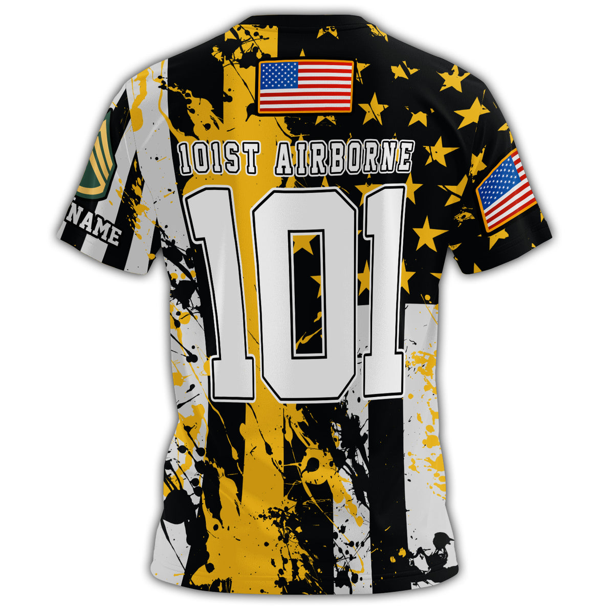 101st Airborne Gold and Black Legacy All-over Print Personalized T-Shirt
