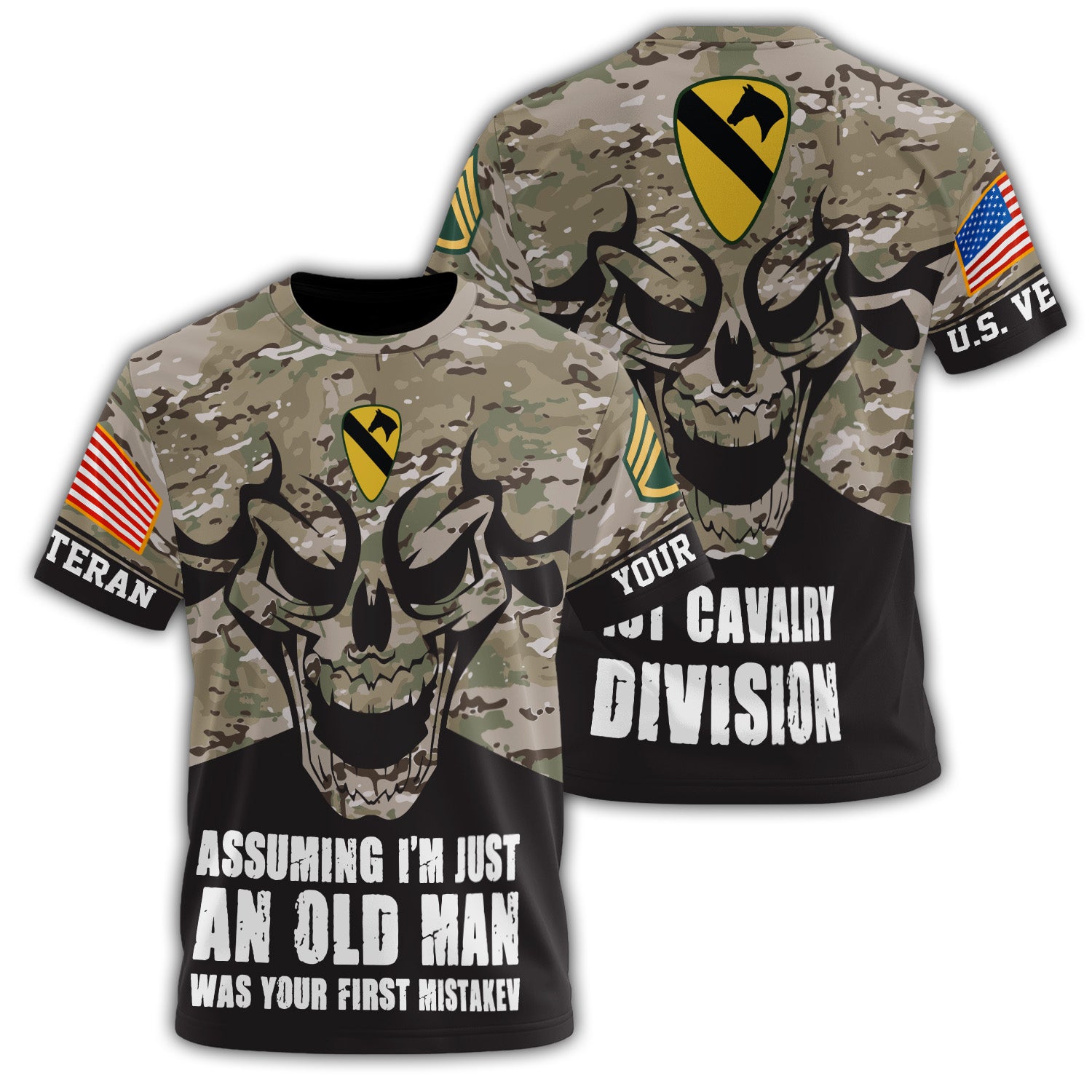 Old Warrior Spirit of the First Cavalry All-over Print Personalized T-Shirt
