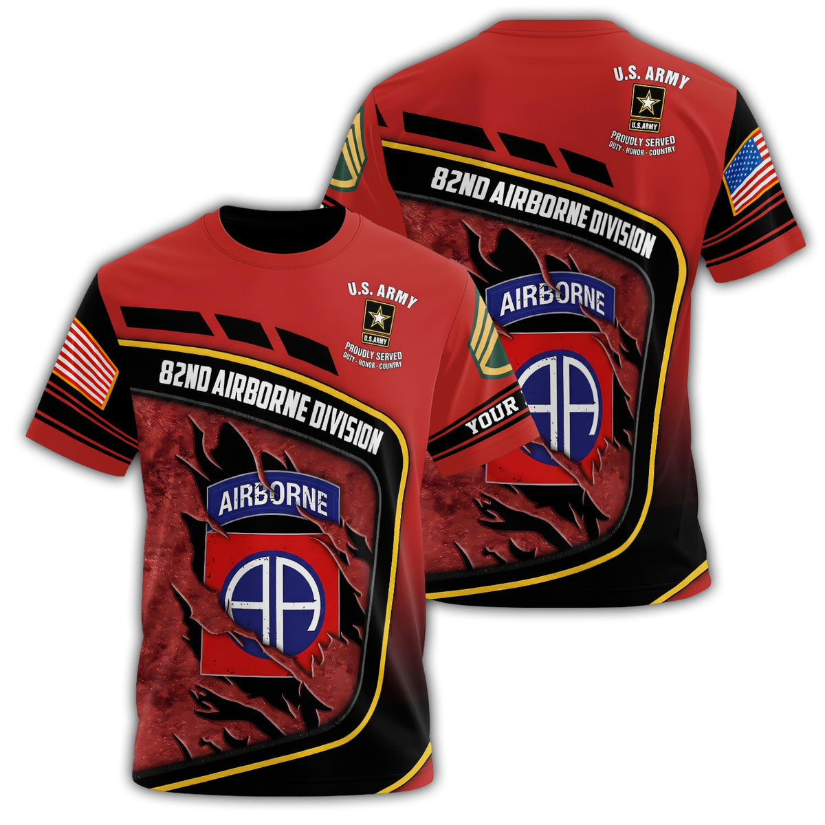 82nd Airborne Strength in Crimson All-over Print Personalized T-Shirt Main image