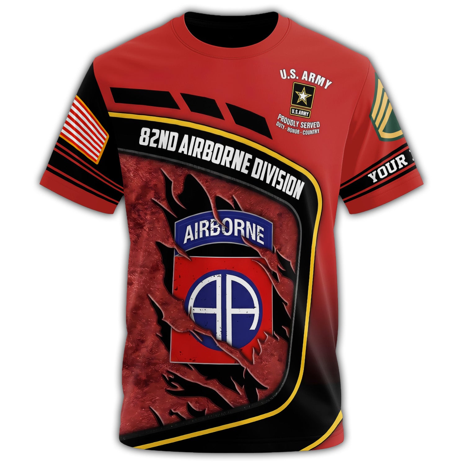 82nd Airborne Strength in Crimson All-over Print Personalized T-Shirt Secondary image