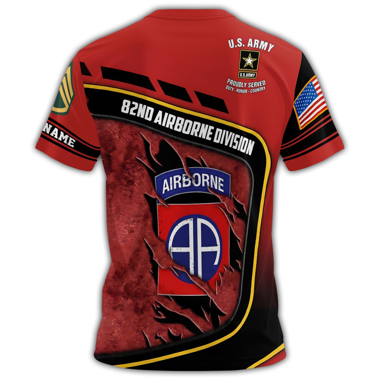 82nd Airborne Strength in Crimson All-over Print Personalized T-Shirt