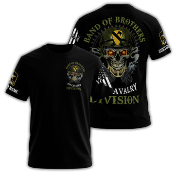 1st Cavalry Division Band of Brothers Veteran Skull Black Shirt All-over Print Personalized T-Shirt