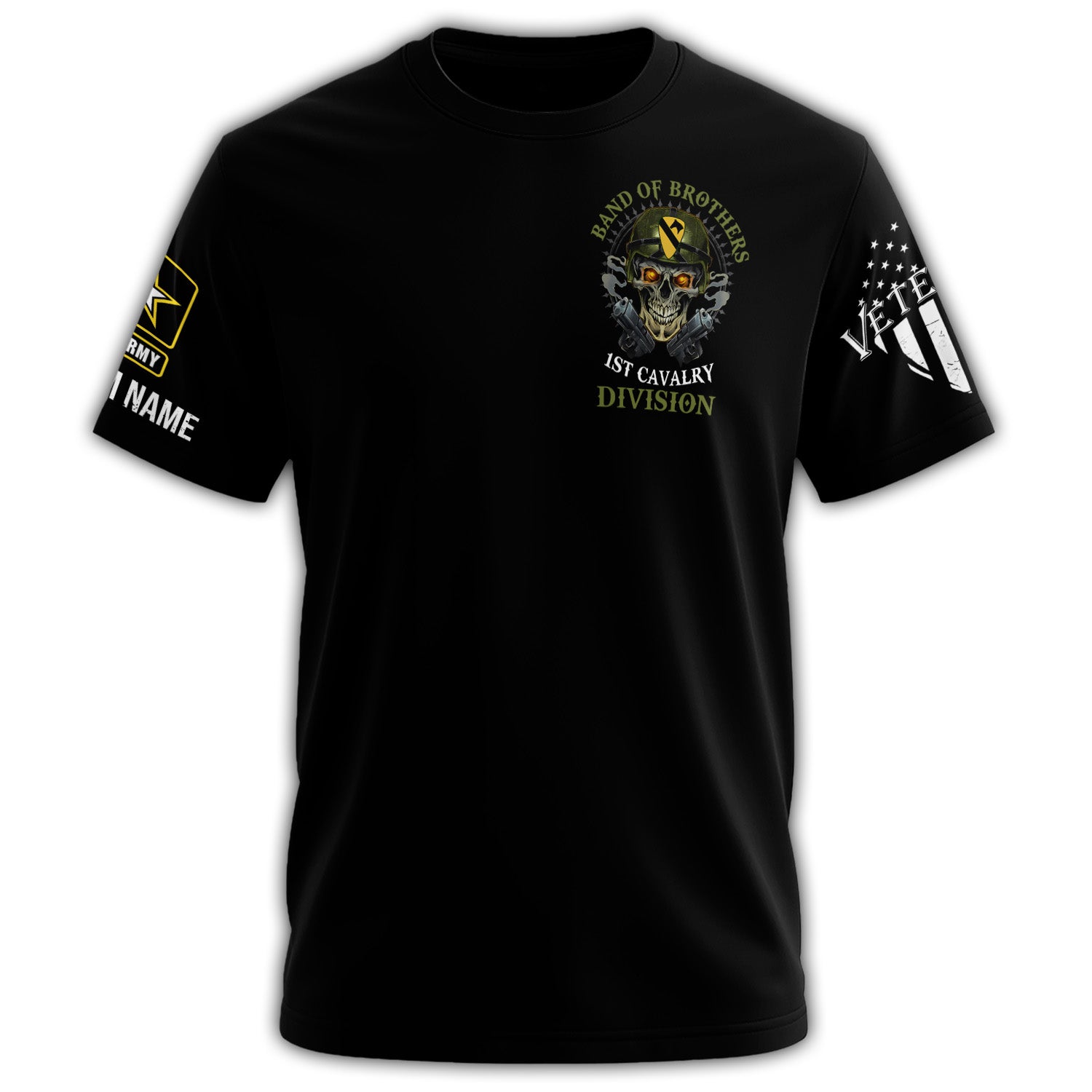 1st Cavalry Division Band of Brothers Veteran Skull Black Shirt All-over Print Personalized T-Shirt Secondary image