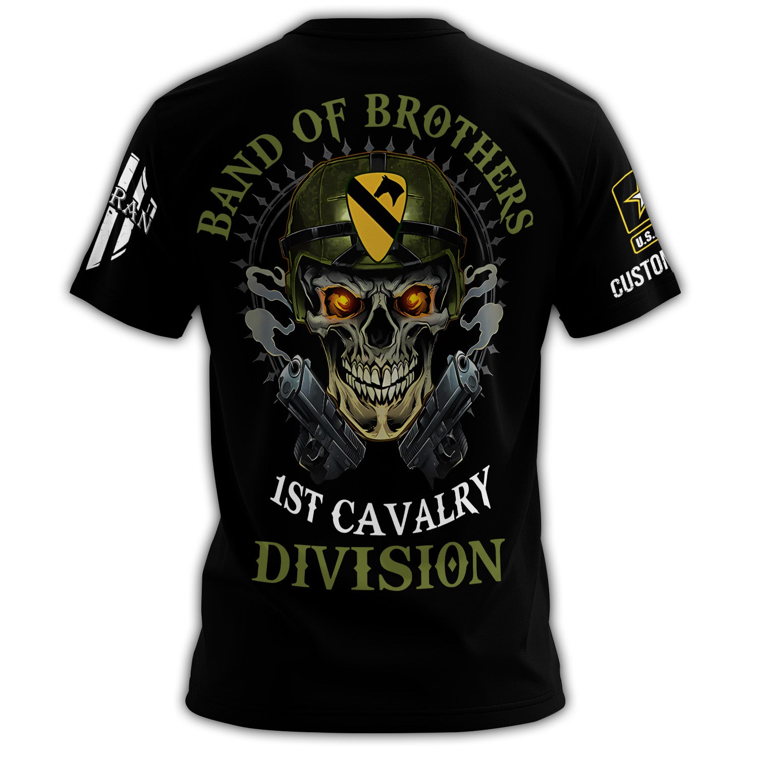 1st Cavalry Division Band of Brothers Veteran Skull Black Shirt All-over Print Personalized T-Shirt