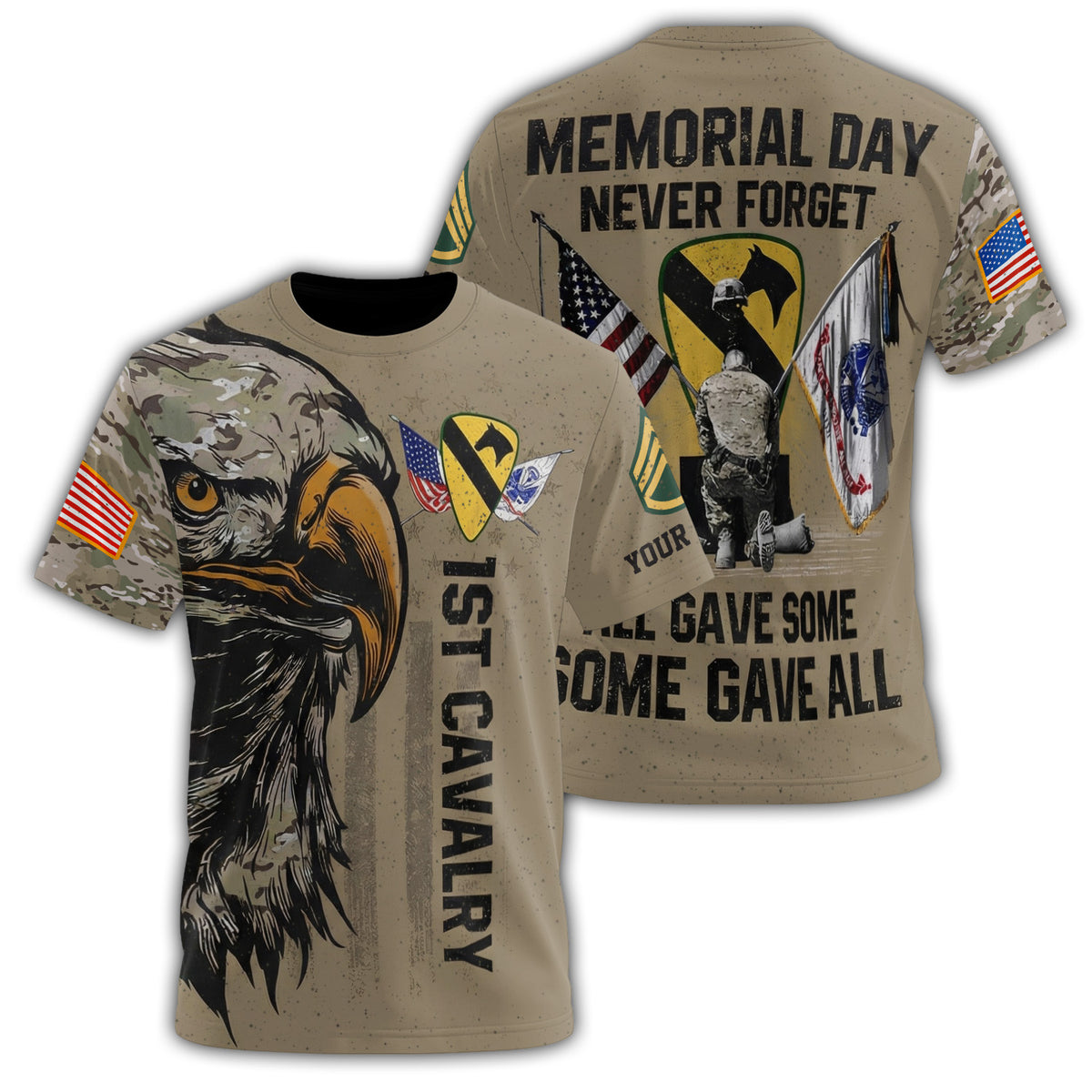 1st Cavalry Division Memorial Day Never Forget Some Gave All Shirt All-over Print Personalized T-Shirt Main image