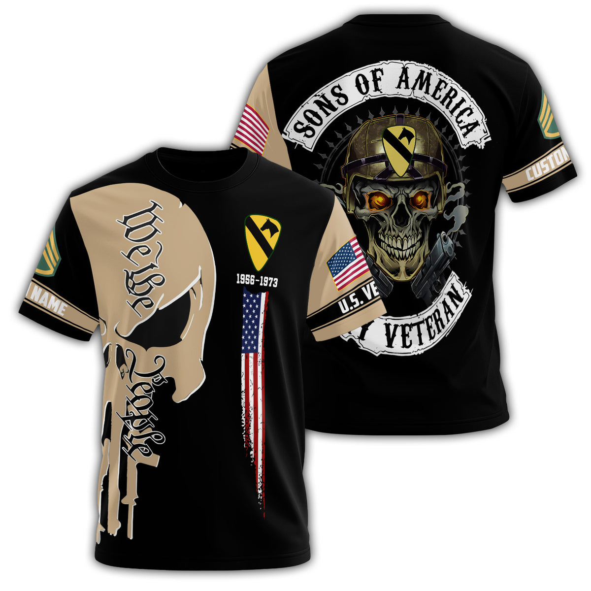 1st Cavalry Division Sons of America We The People Veteran Shirt All-over Print Personalized T-Shirt Main image