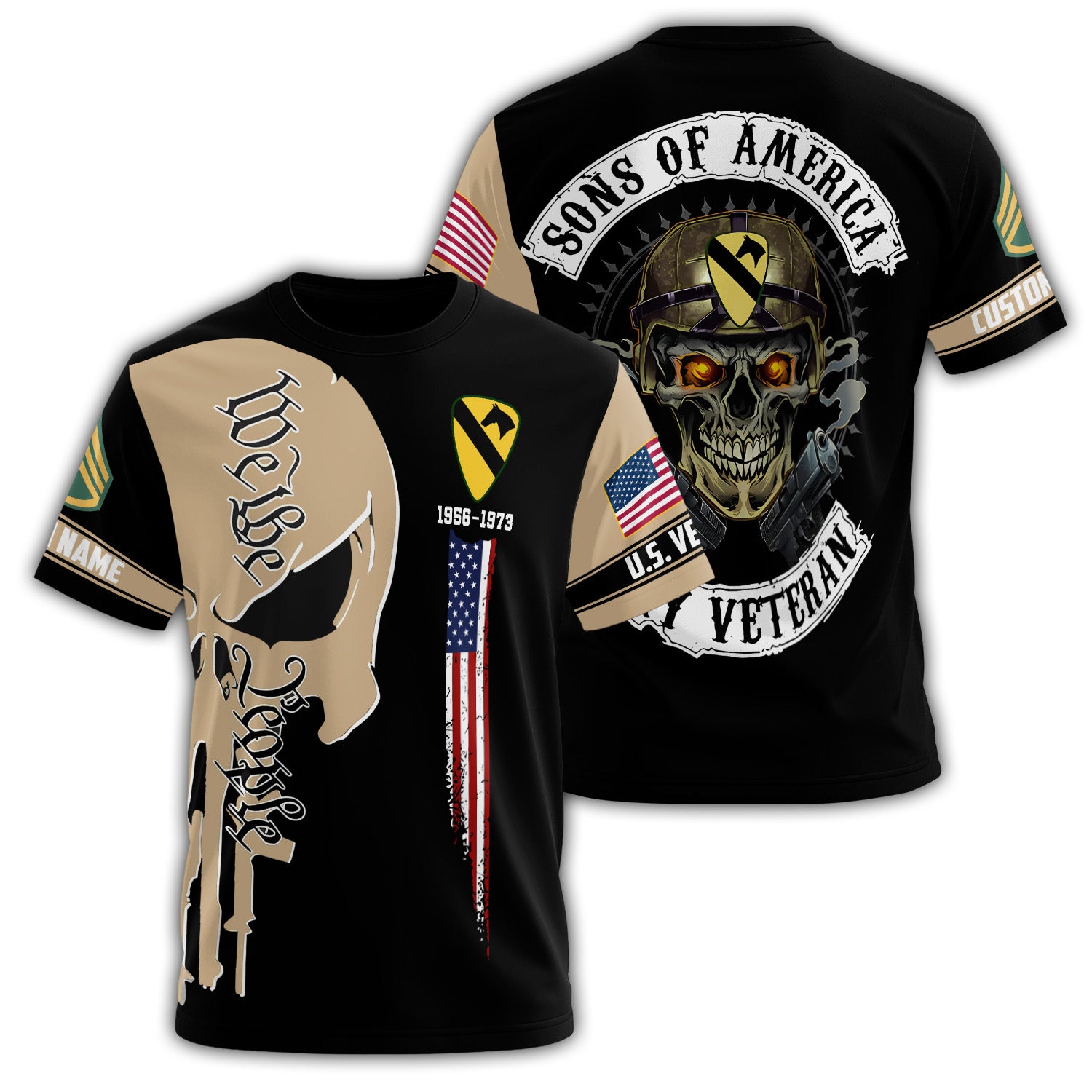1st Cavalry Division Sons of America We The People Veteran Shirt All-over Print Personalized T-Shirt