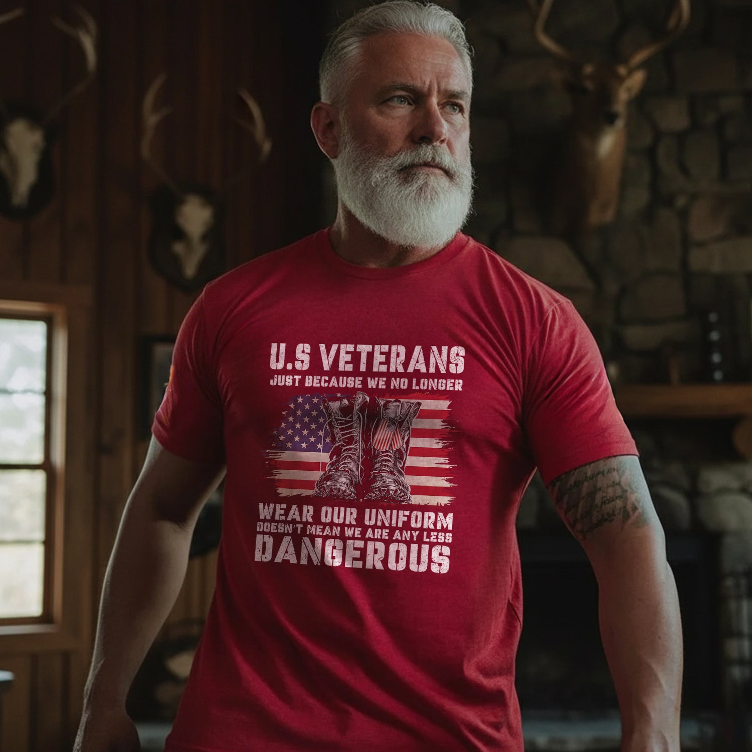 US Veterans Just Because We No Longer Wear Our Uniform Doesn't Mean We're Any Less Dangerous T-Shirt Secondary image