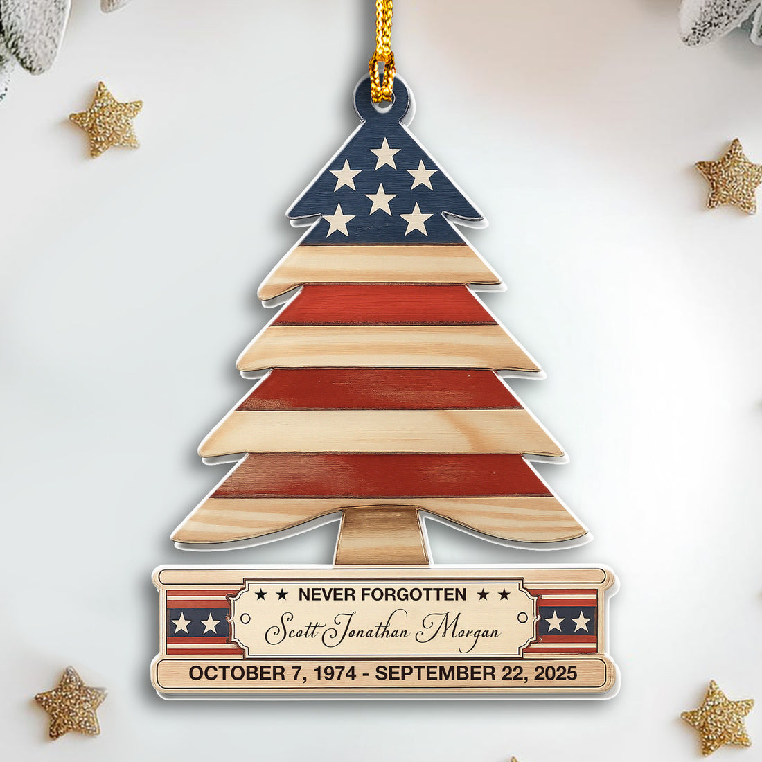 Folded Flag Personalized Acrylic Ornament